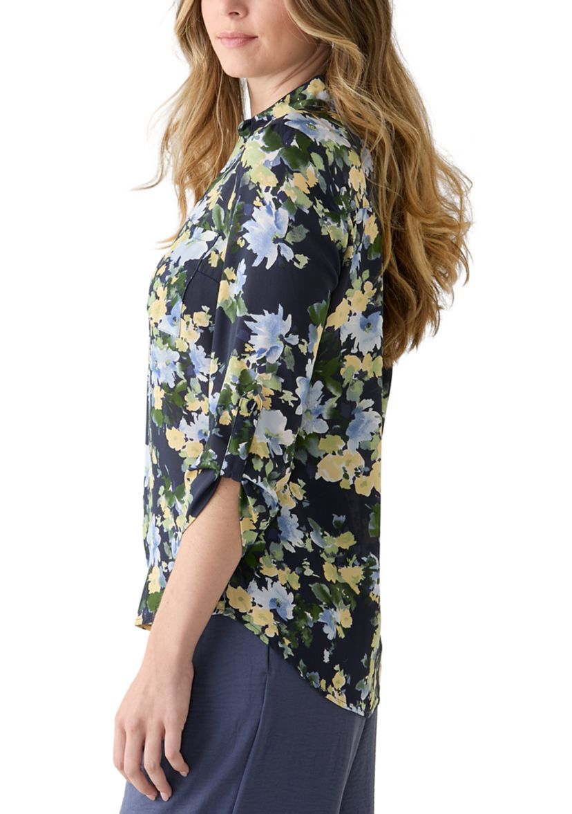 Womens Portofino Printed Button Down Shirt