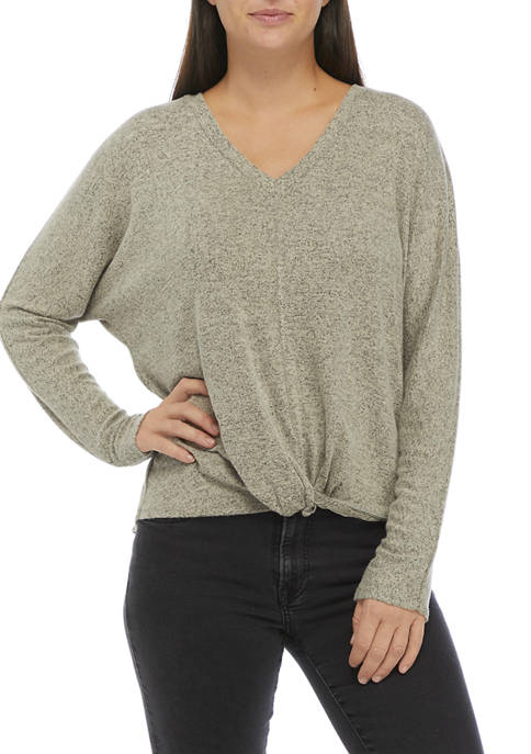 A Byer Womens Twist Front Pullover Top 