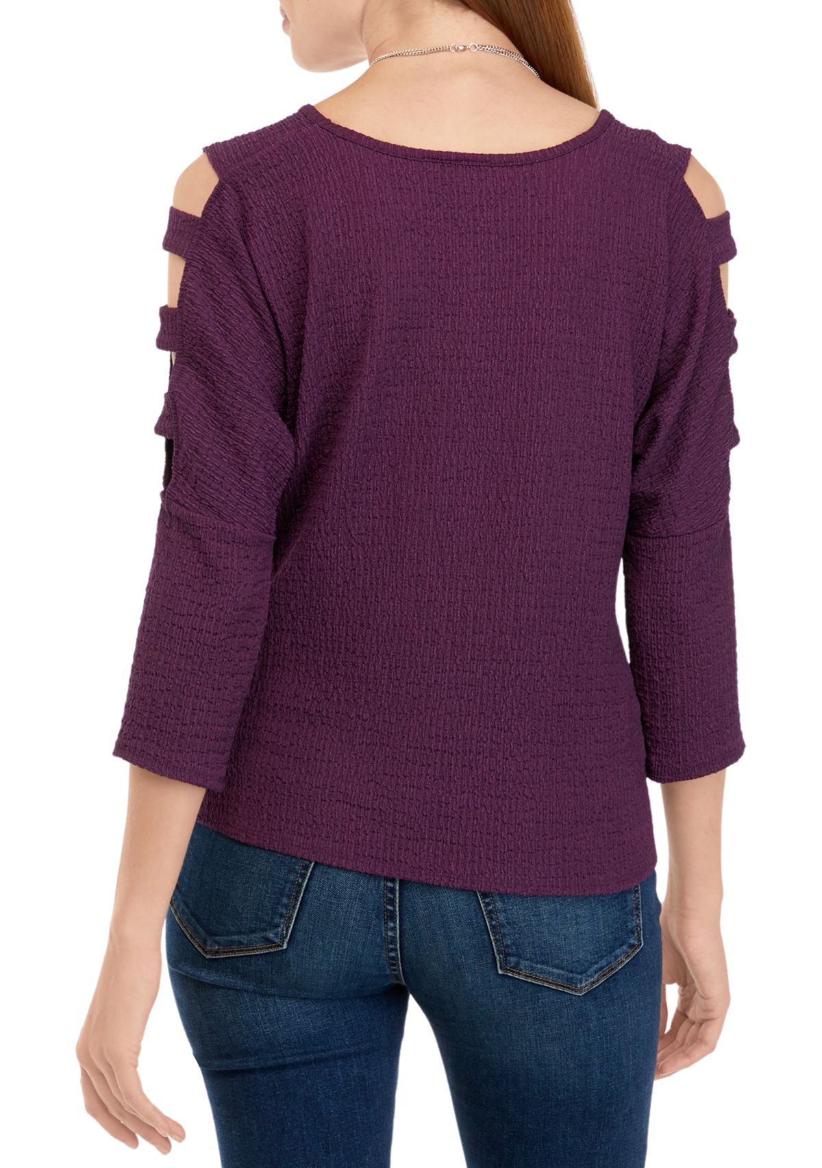 Juniors Lattice Twist Knit Top