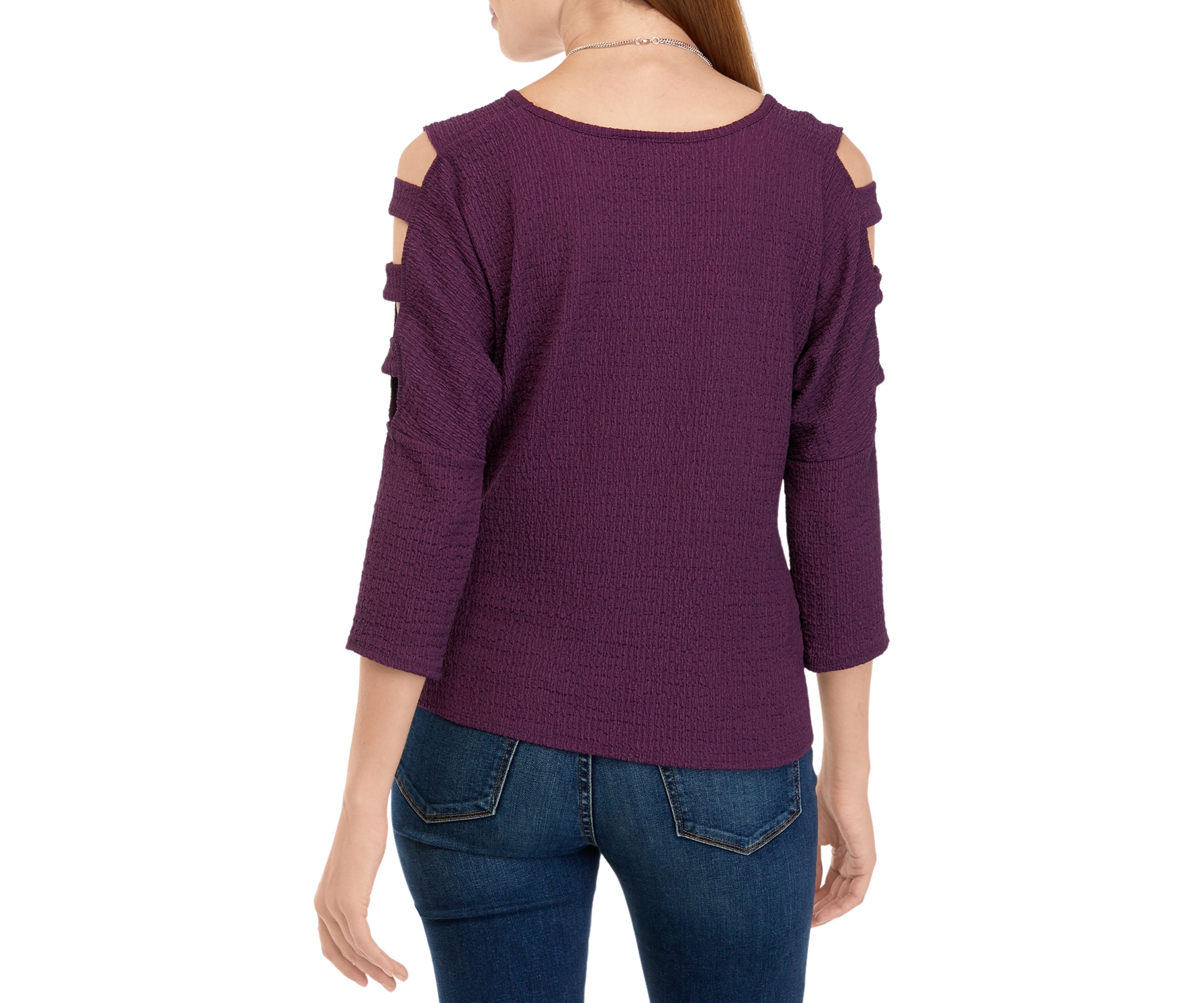 Juniors Lattice Twist Knit Top