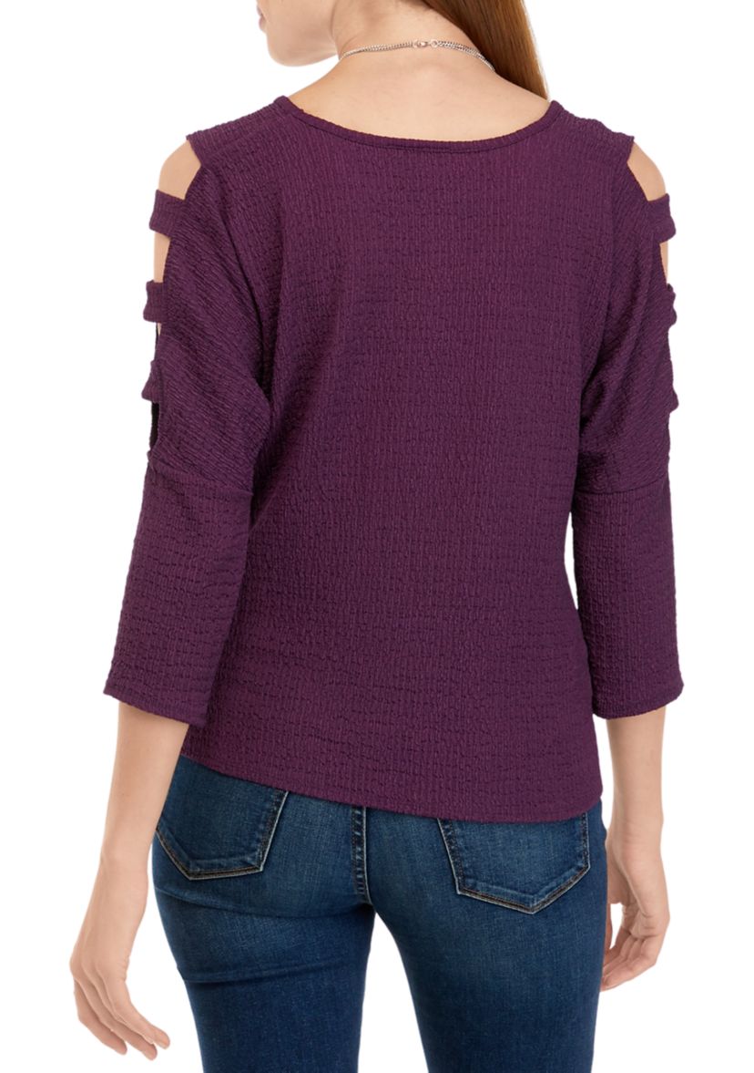 Juniors Lattice Twist Knit Top