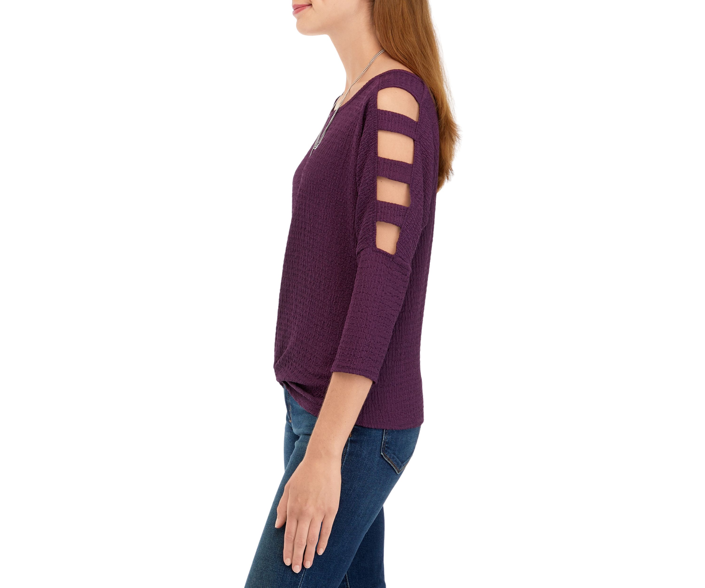 Juniors Lattice Twist Knit Top