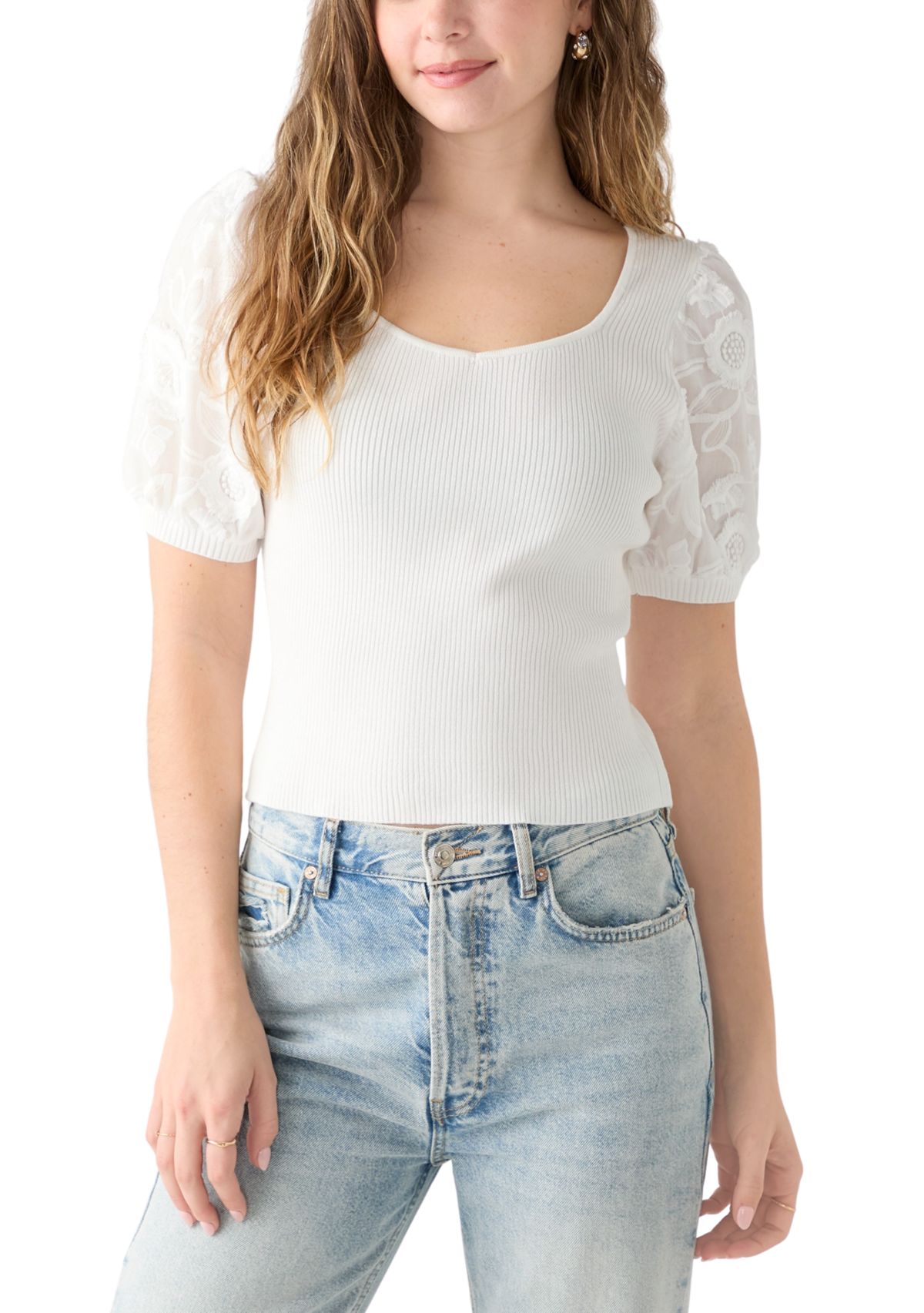 Womens  Puff Sleeve Knit Top