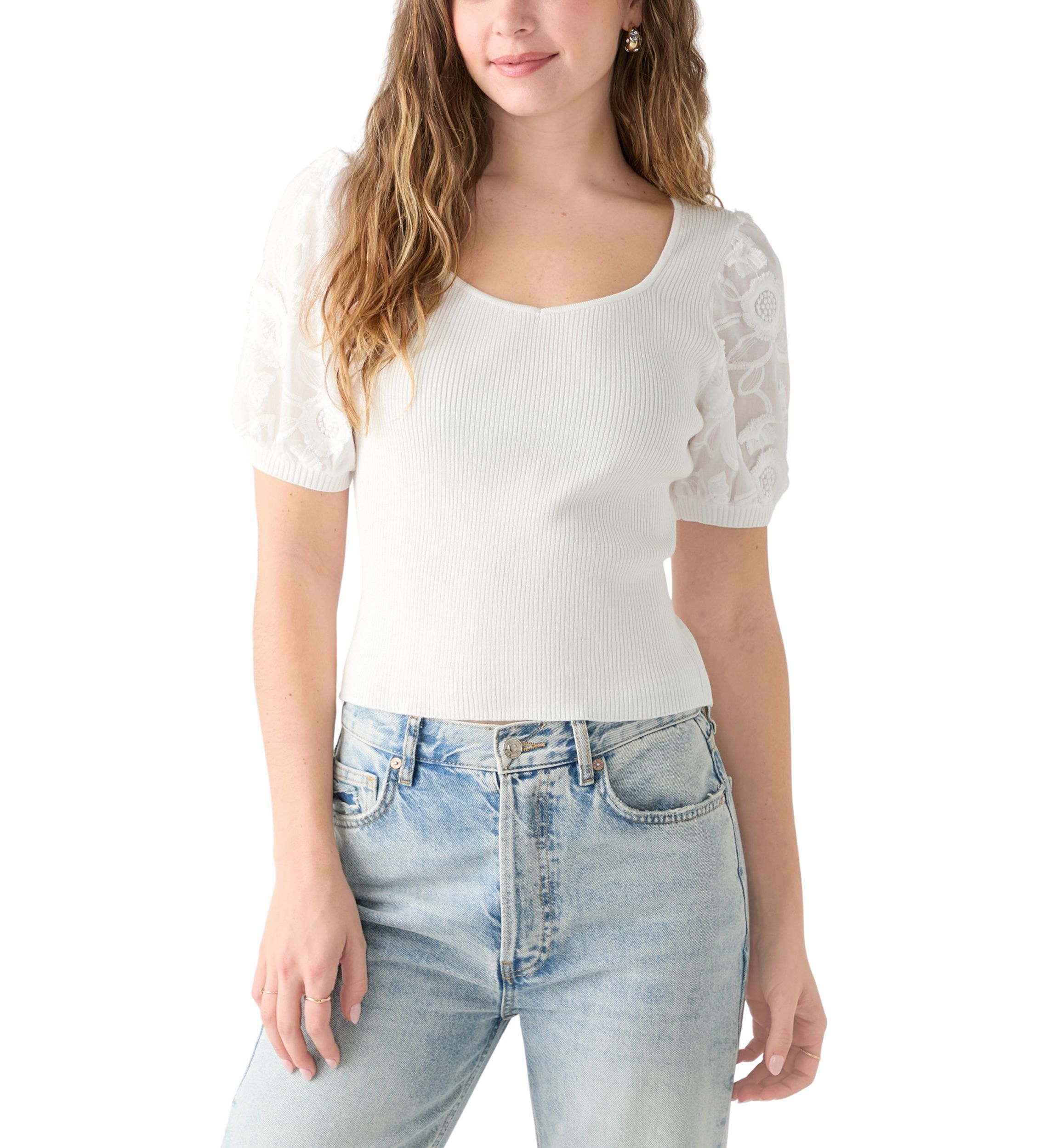 Womens  Puff Sleeve Knit Top