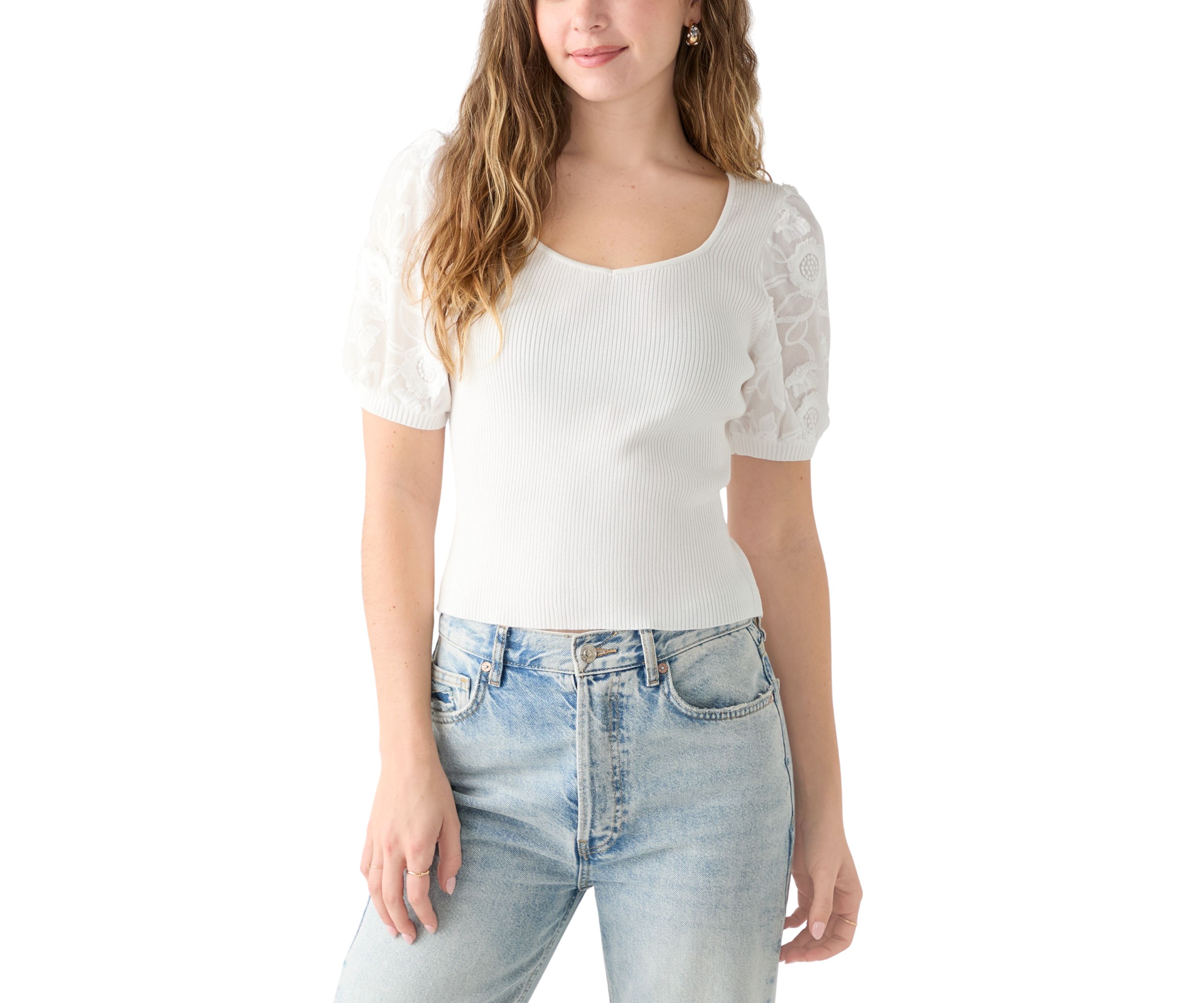 Juniors Puff Sleeve Knit Top