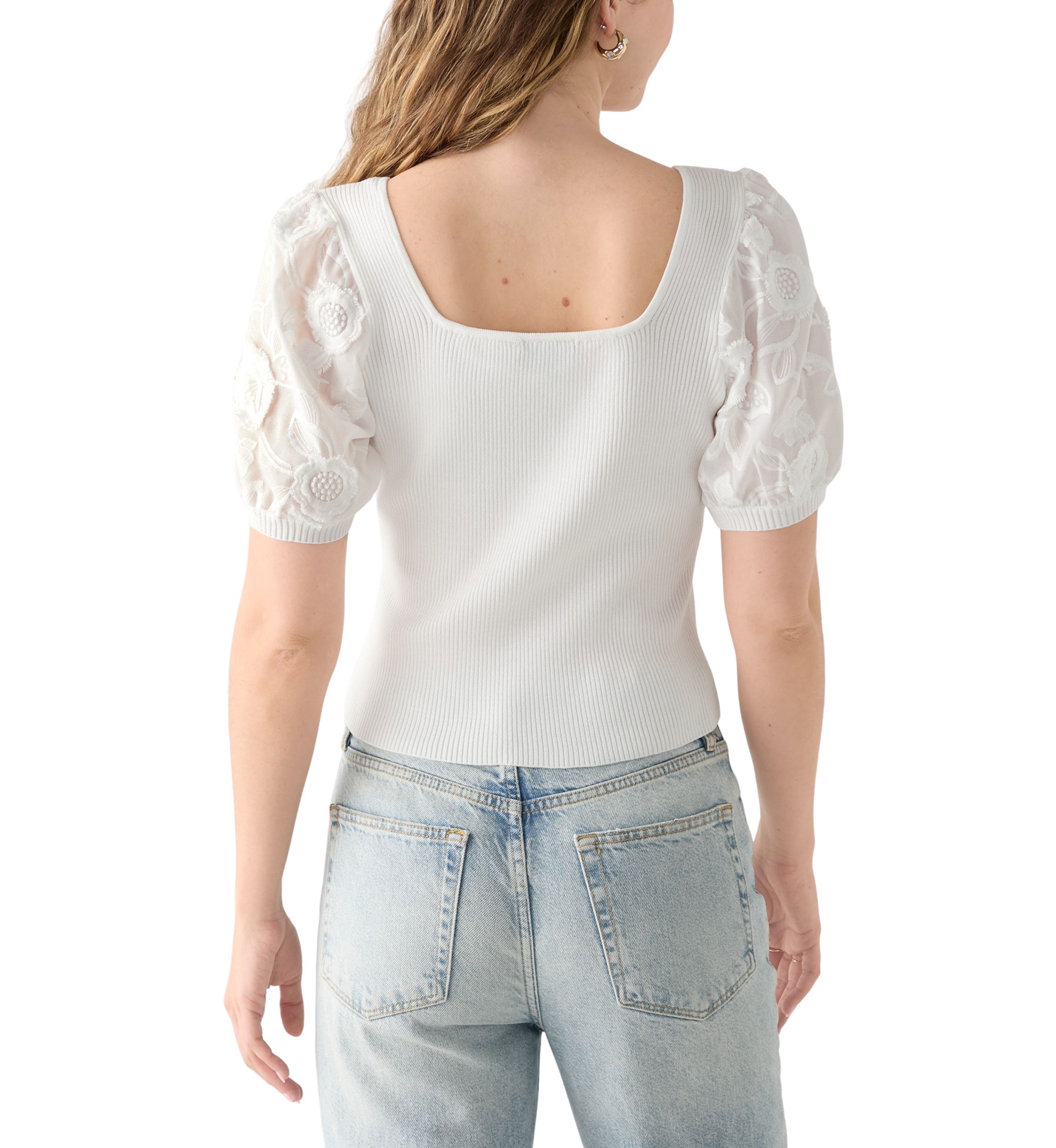 Womens  Puff Sleeve Knit Top