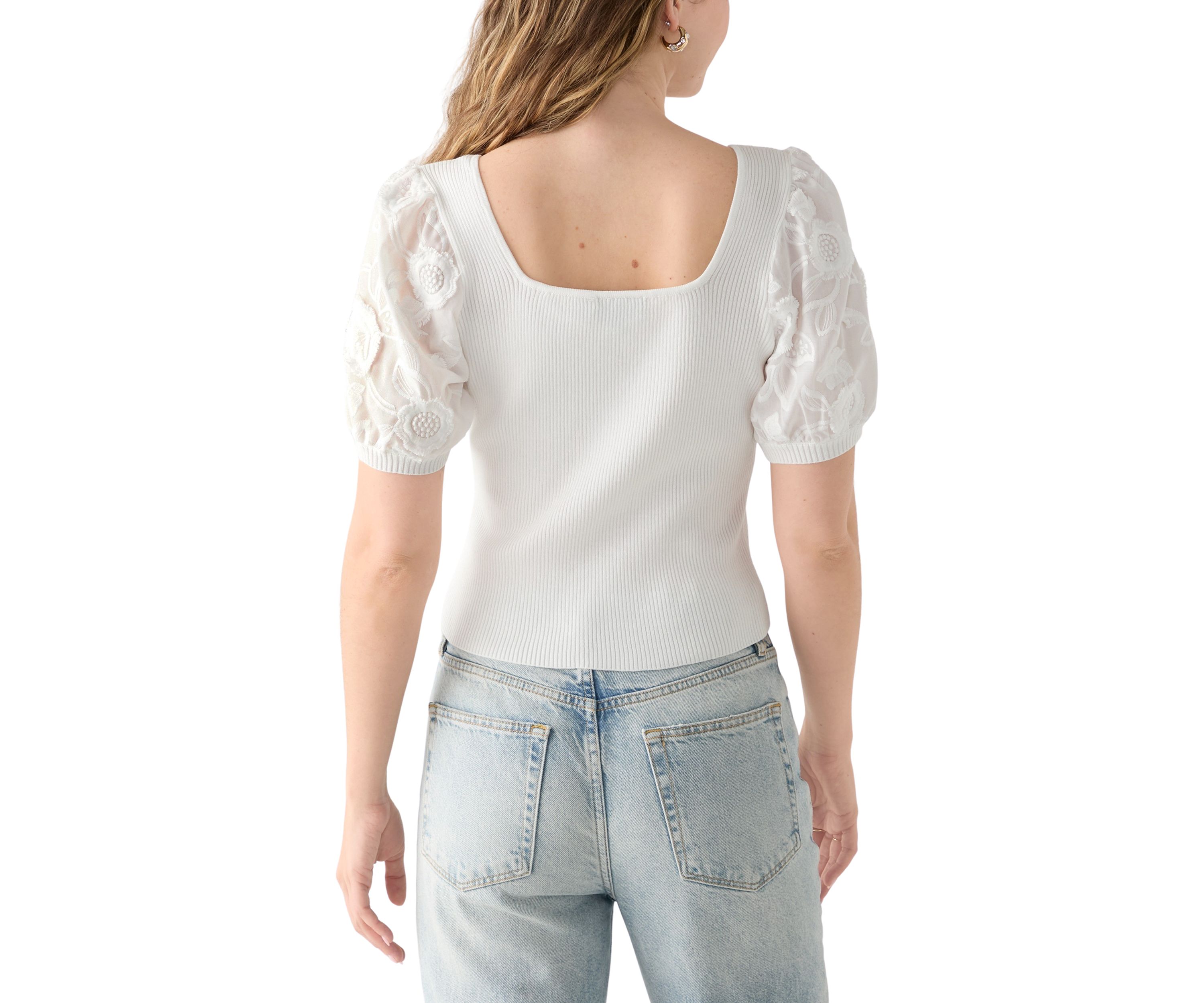Juniors Puff Sleeve Knit Top