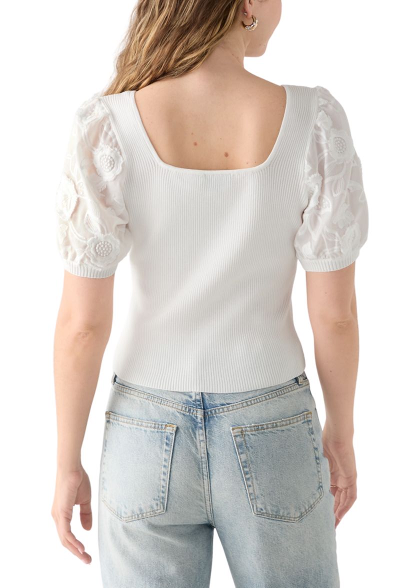Juniors Puff Sleeve Knit Top
