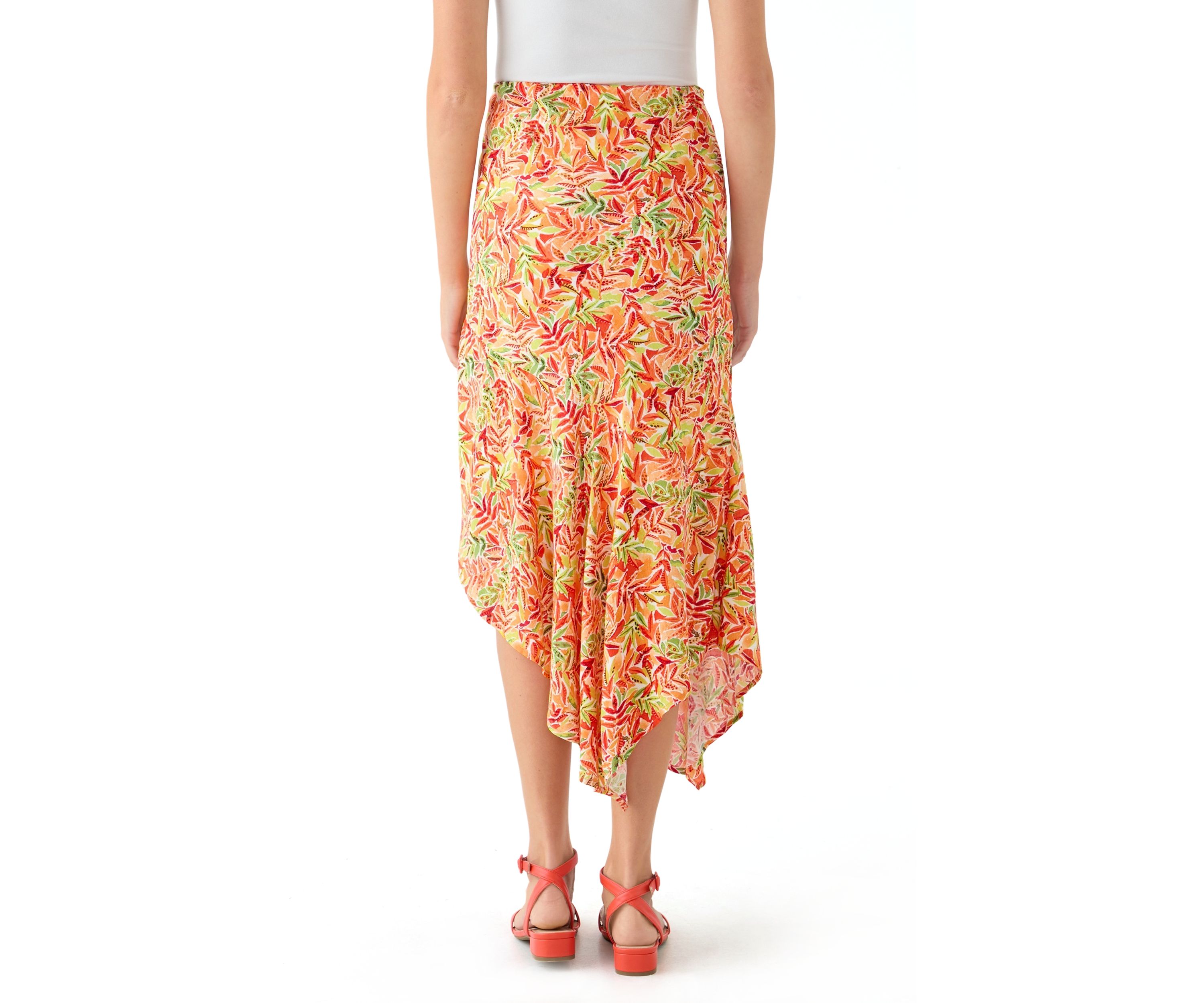 Juniors Floral Asymmetrical Midi Skirt 