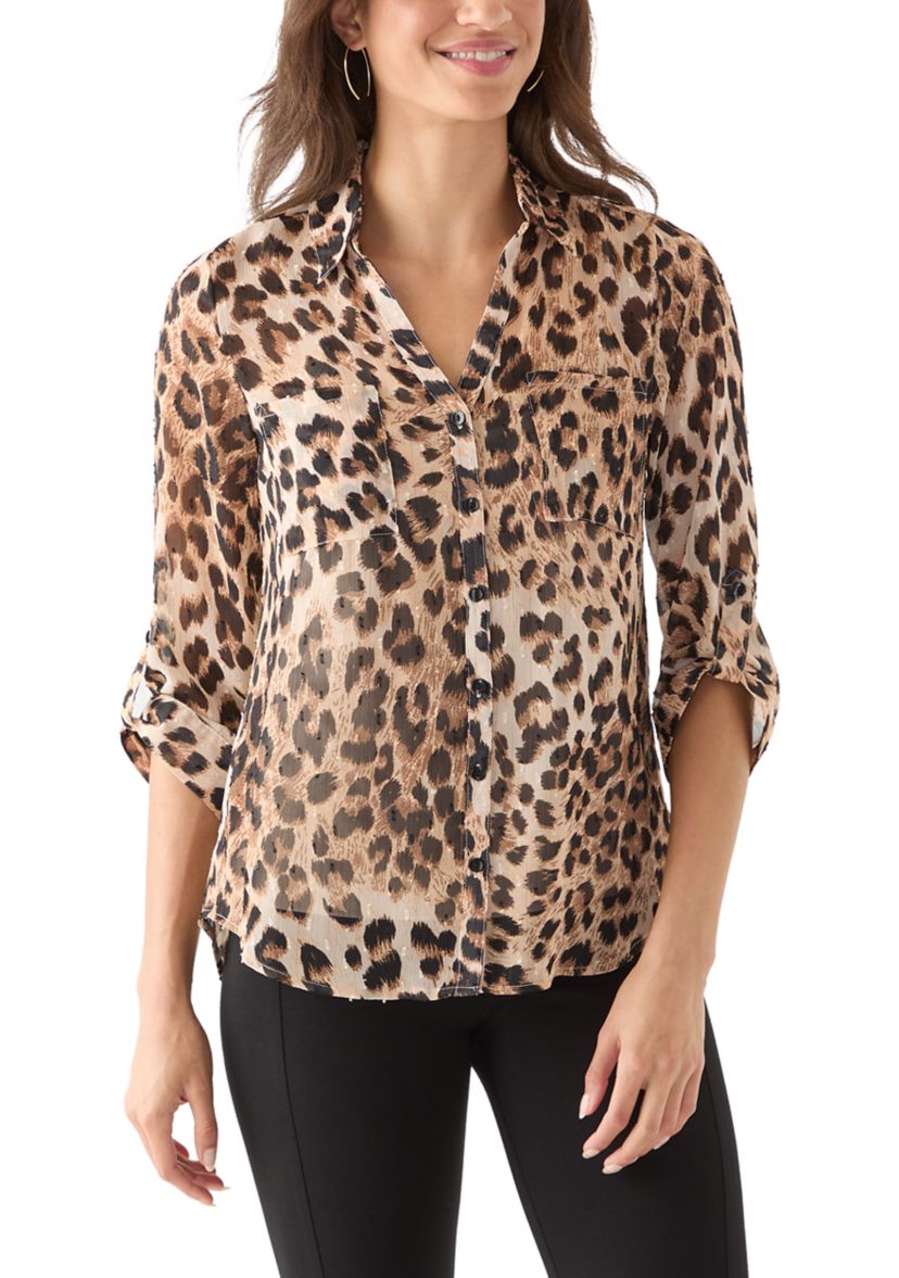 Womens Animal Print Portofino Top