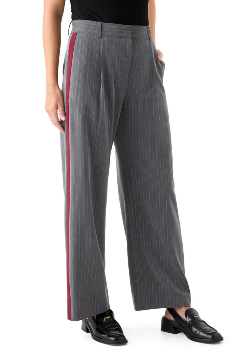Womens Pinstripe Pants with Red Seam