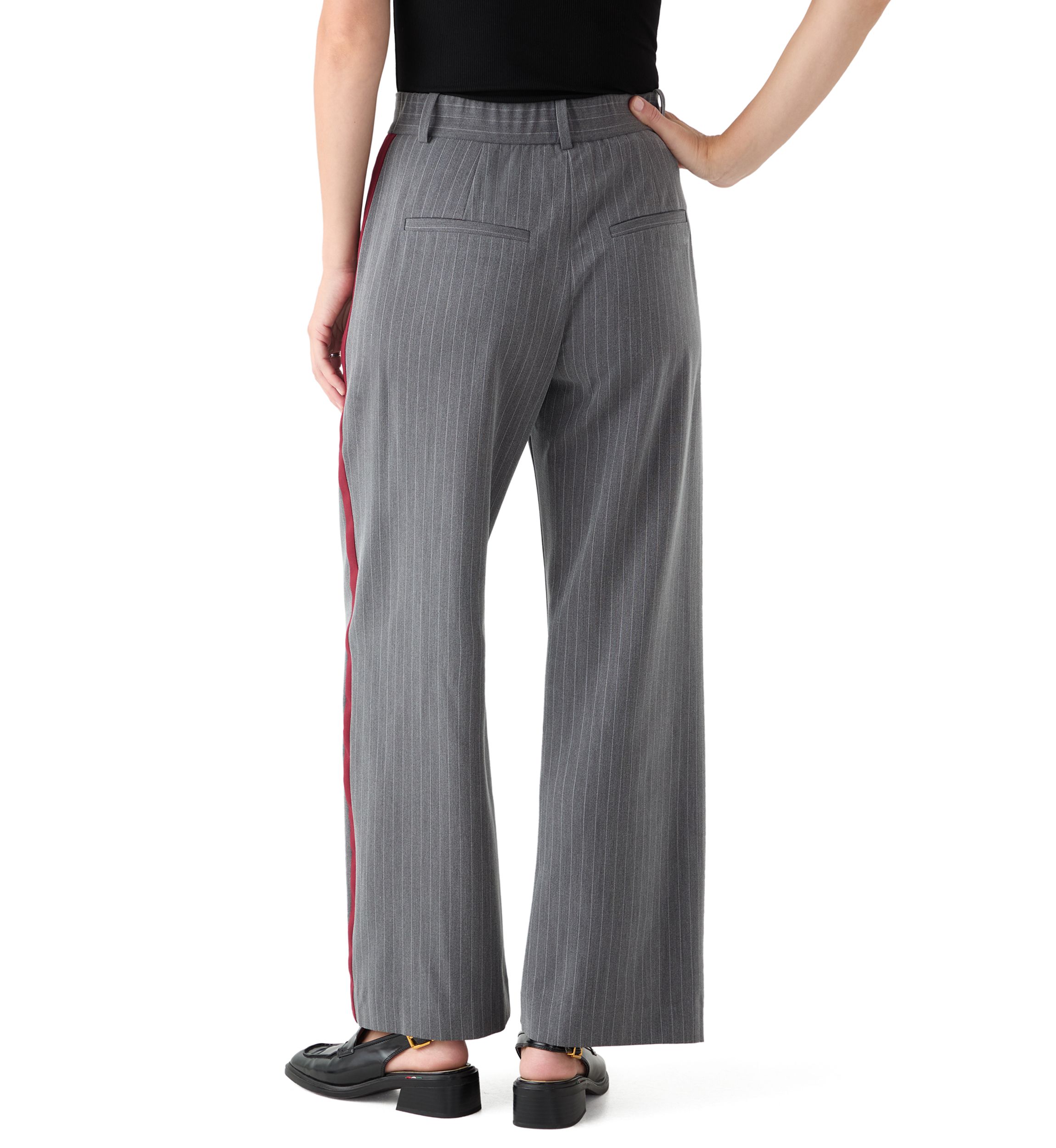 Womens Pinstripe Pants with Red Seam