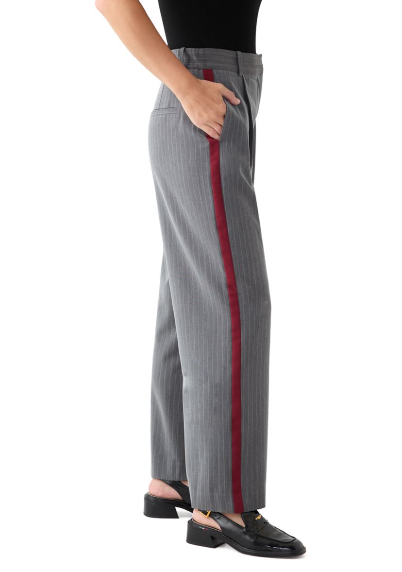 Womens Pinstripe Pants with Red Seam
