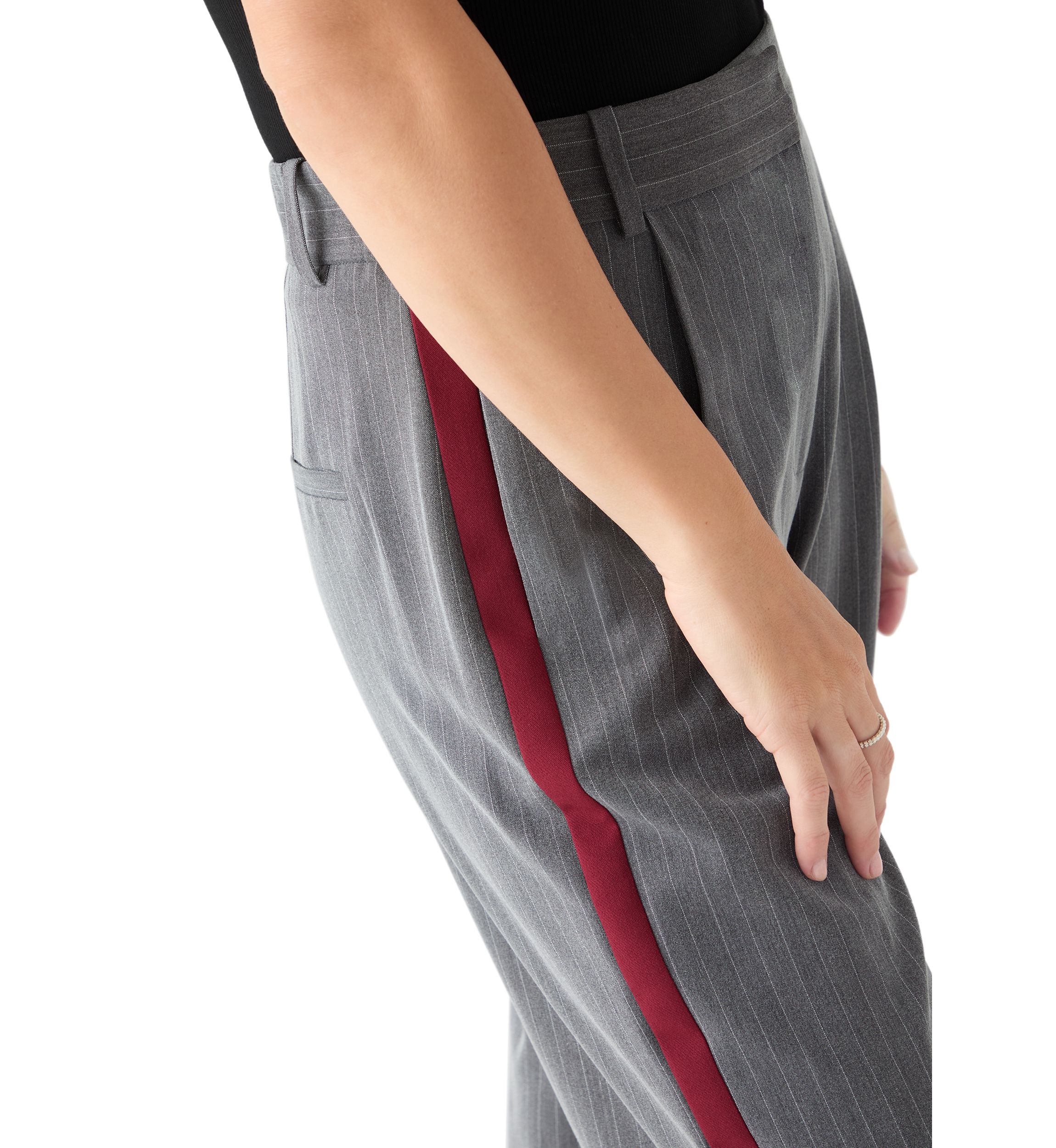 Womens Pinstripe Pants with Red Seam