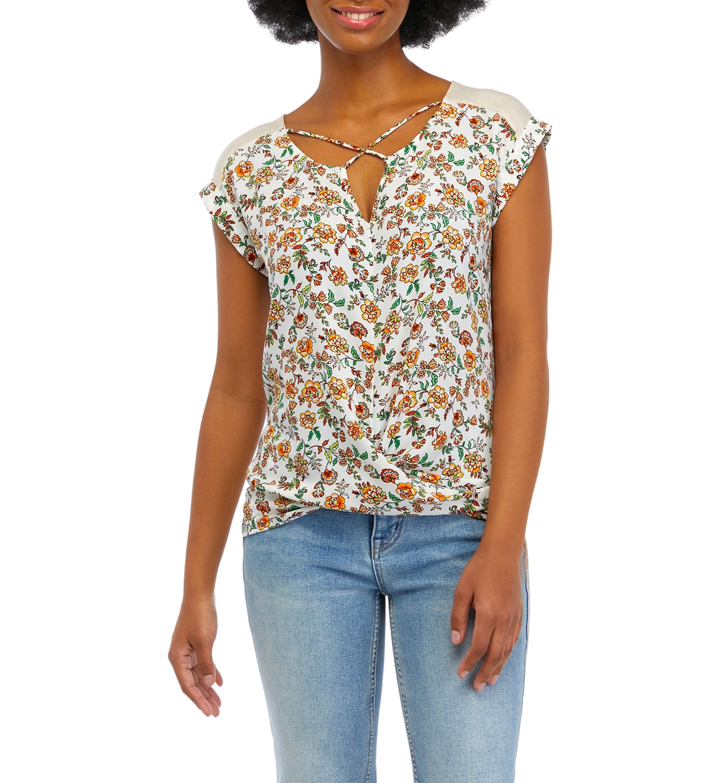 Juniors Cross Front Twist Knit Top