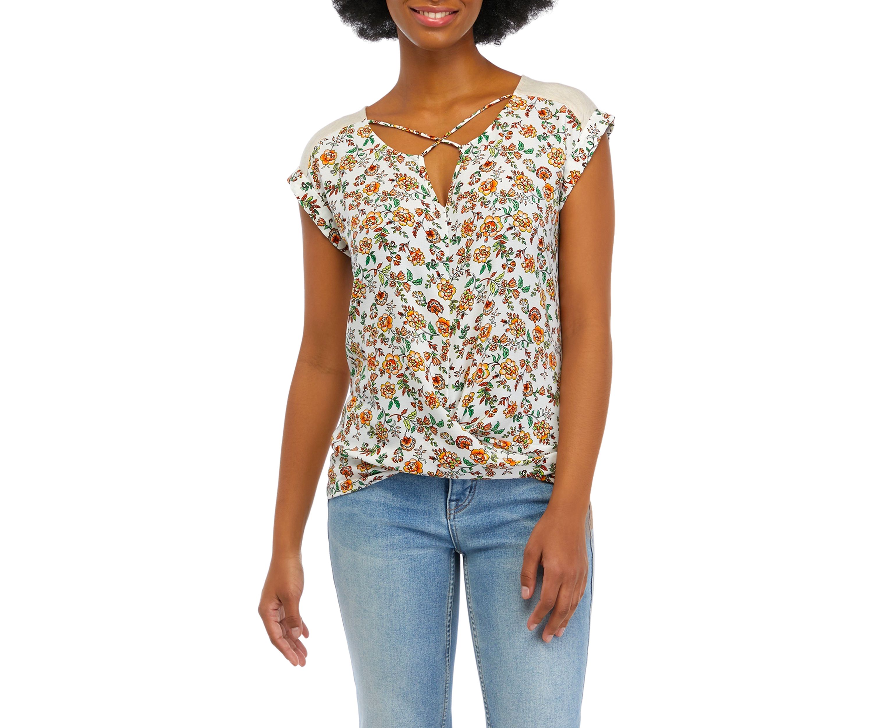 Juniors Cross Front Twist Knit Top