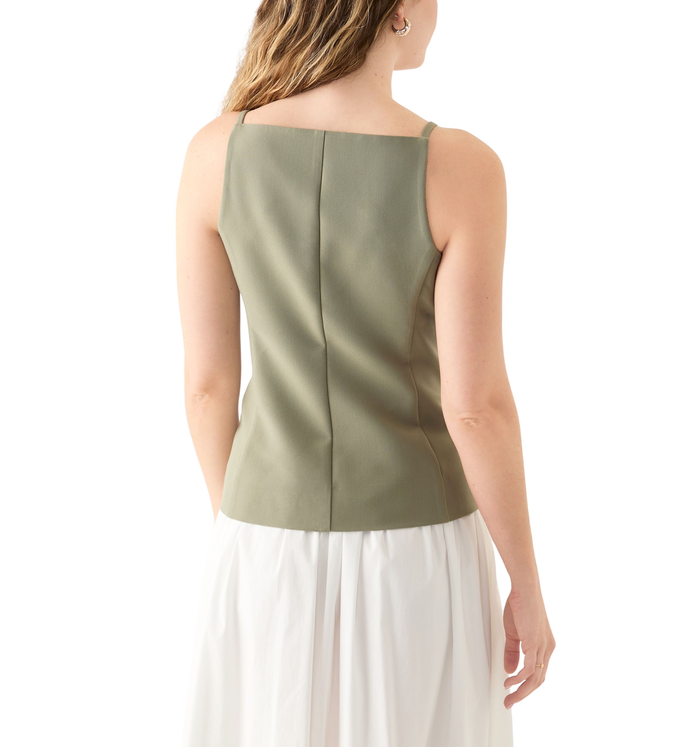 Womens  Sleeveless Button Front Vest Top