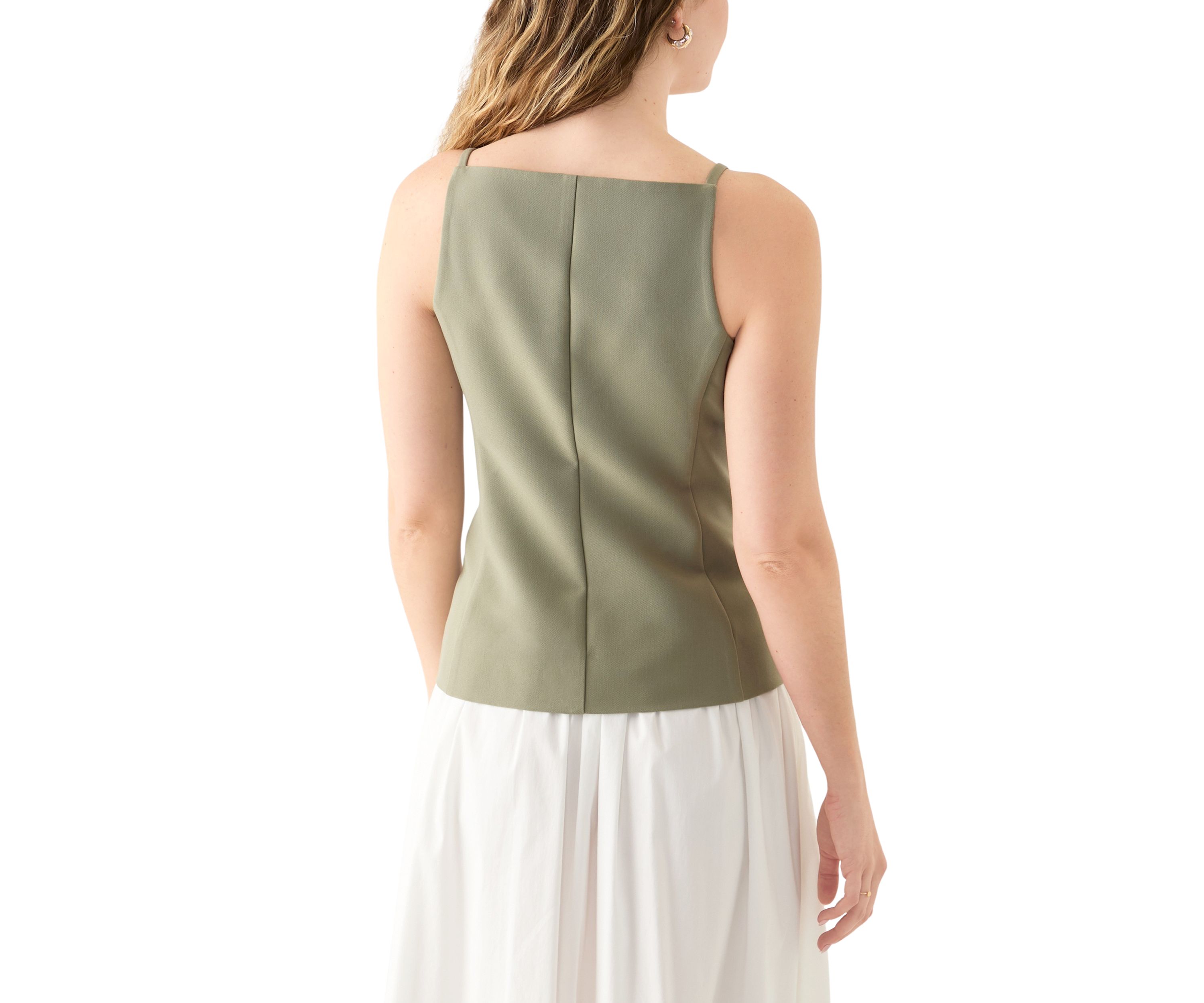Juniors Sleeveless Button Front Vest Top