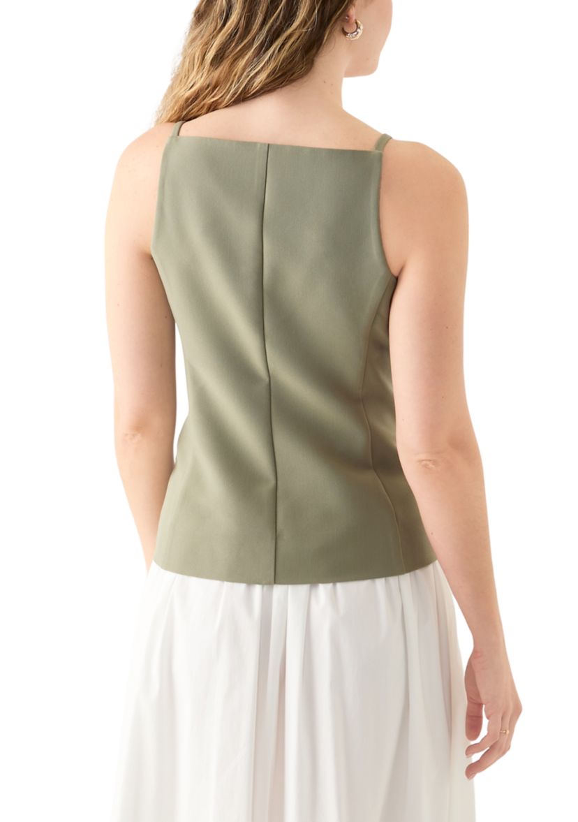 Juniors Sleeveless Button Front Vest Top