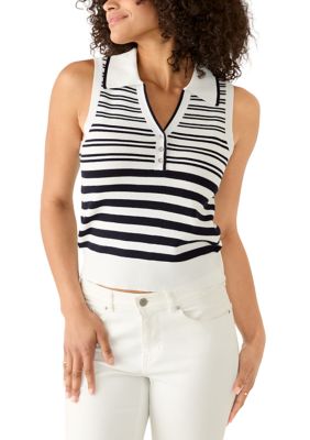 A. Byer Women's Sleeveless Collared Striped Knit Top, XL