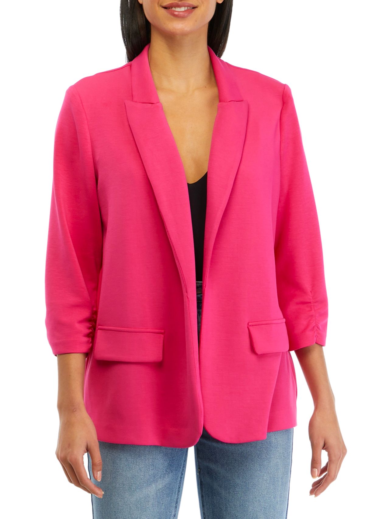 Womens 3/4 Sleeve Notch Lapel Jacket 