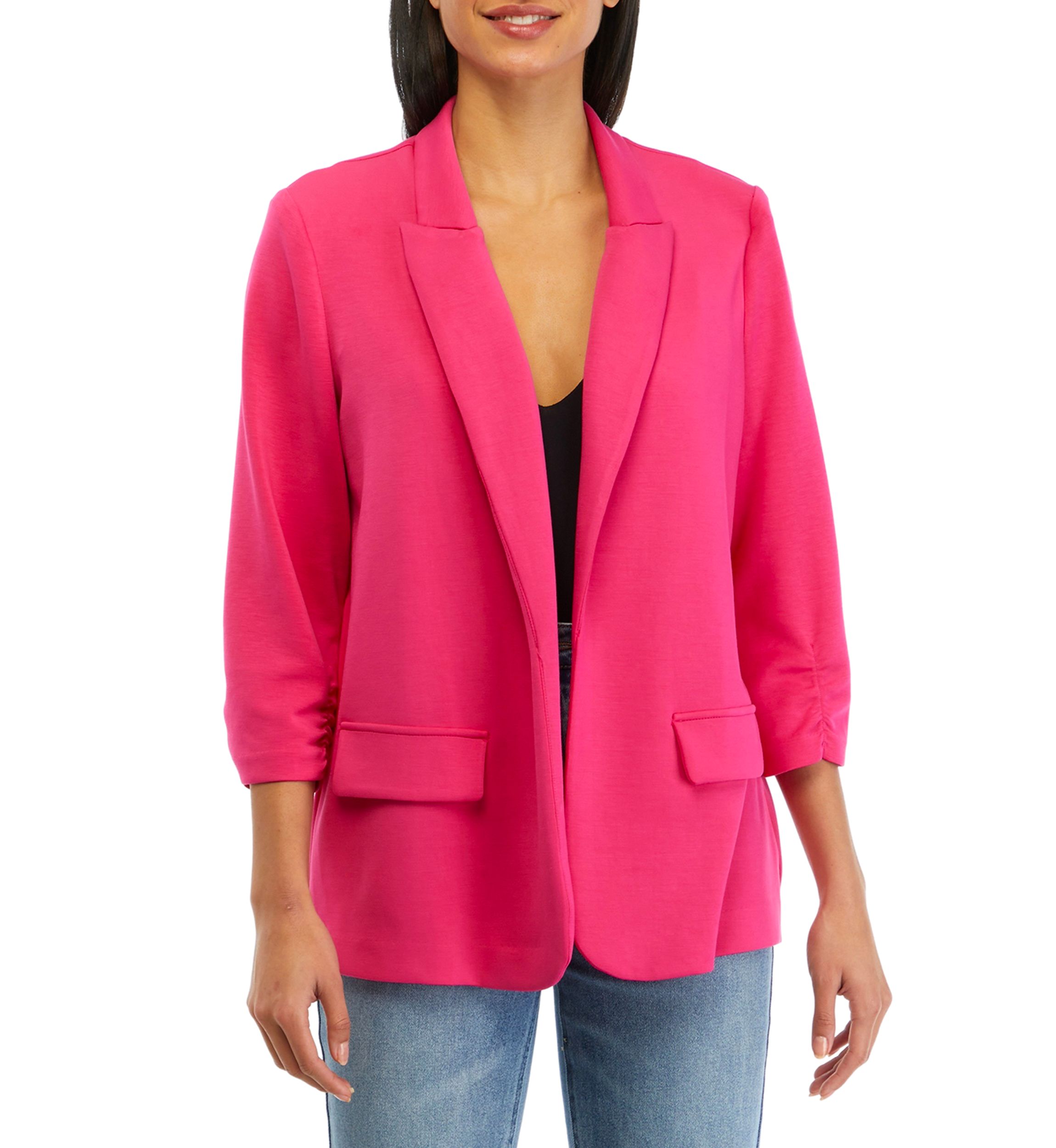 Womens 3/4 Sleeve Notch Lapel Jacket 