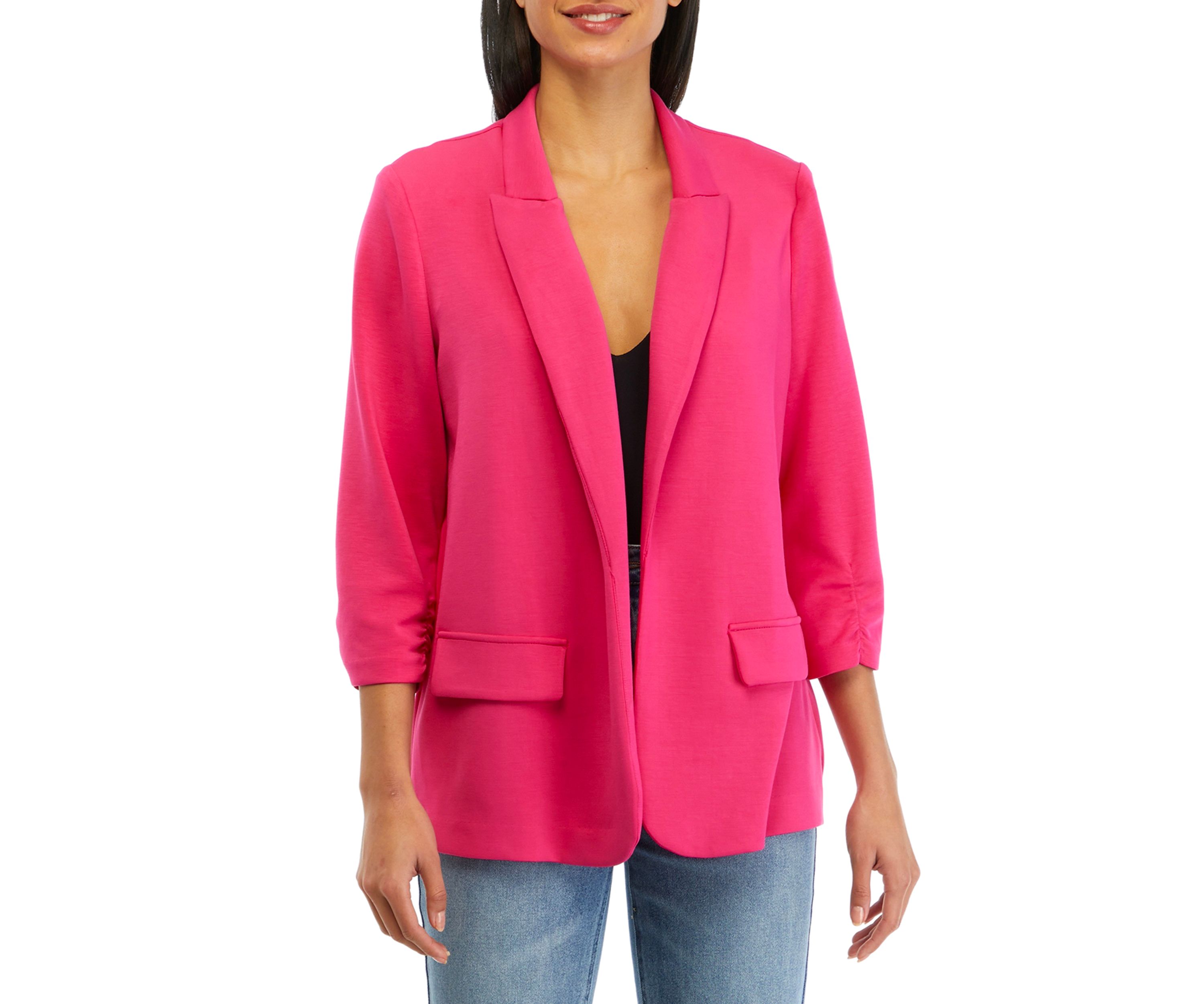 Womens 3/4 Sleeve Notch Lapel Jacket 