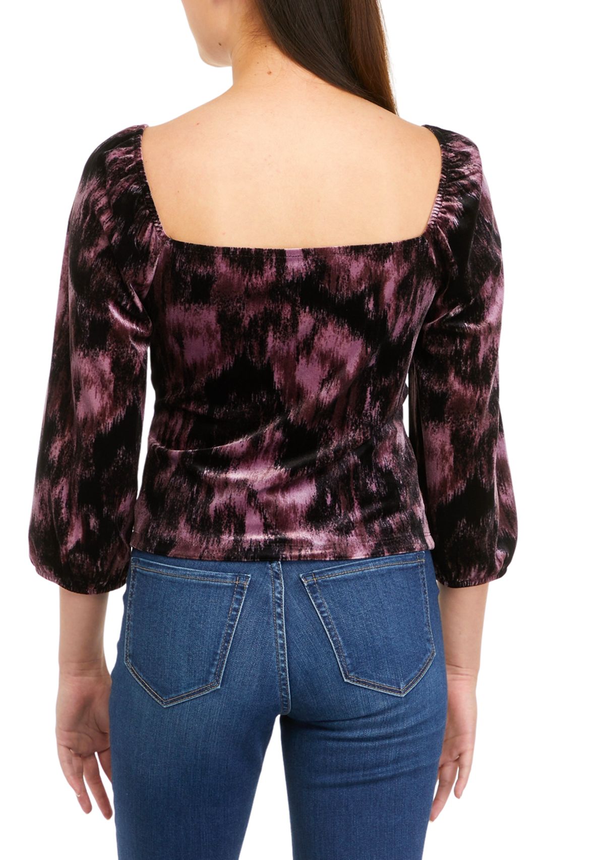 Juniors Twist Front Cutout Velvet Top