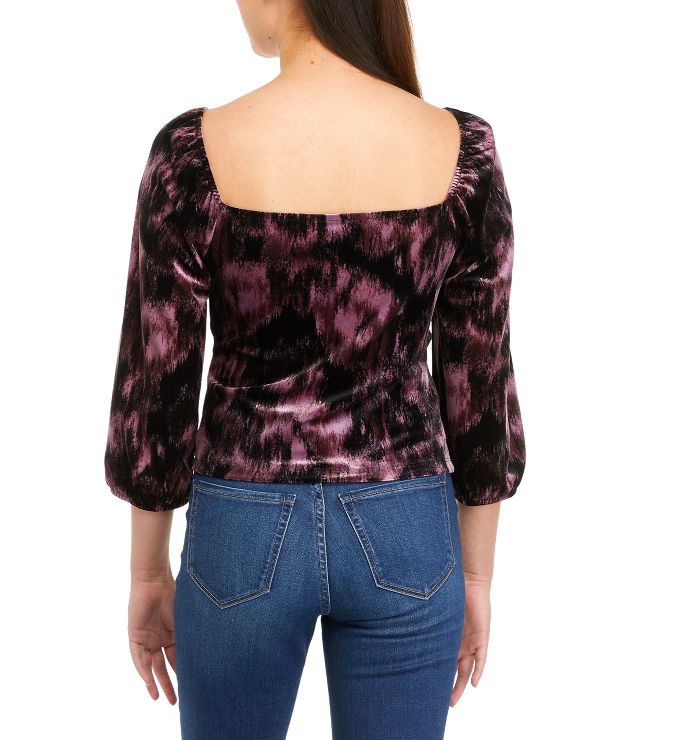 Juniors Twist Front Cutout Velvet Top