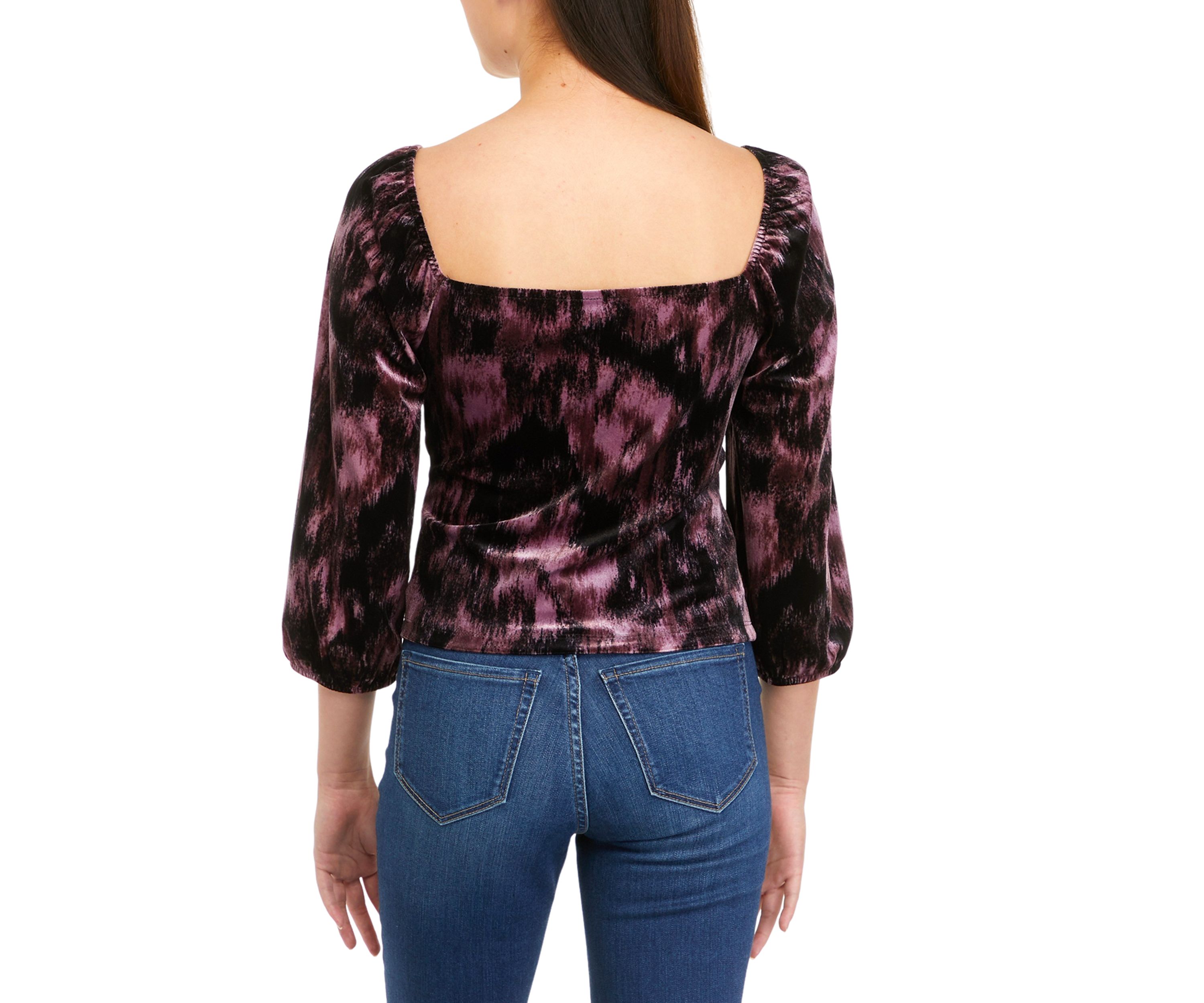 Juniors Twist Front Cutout Velvet Top