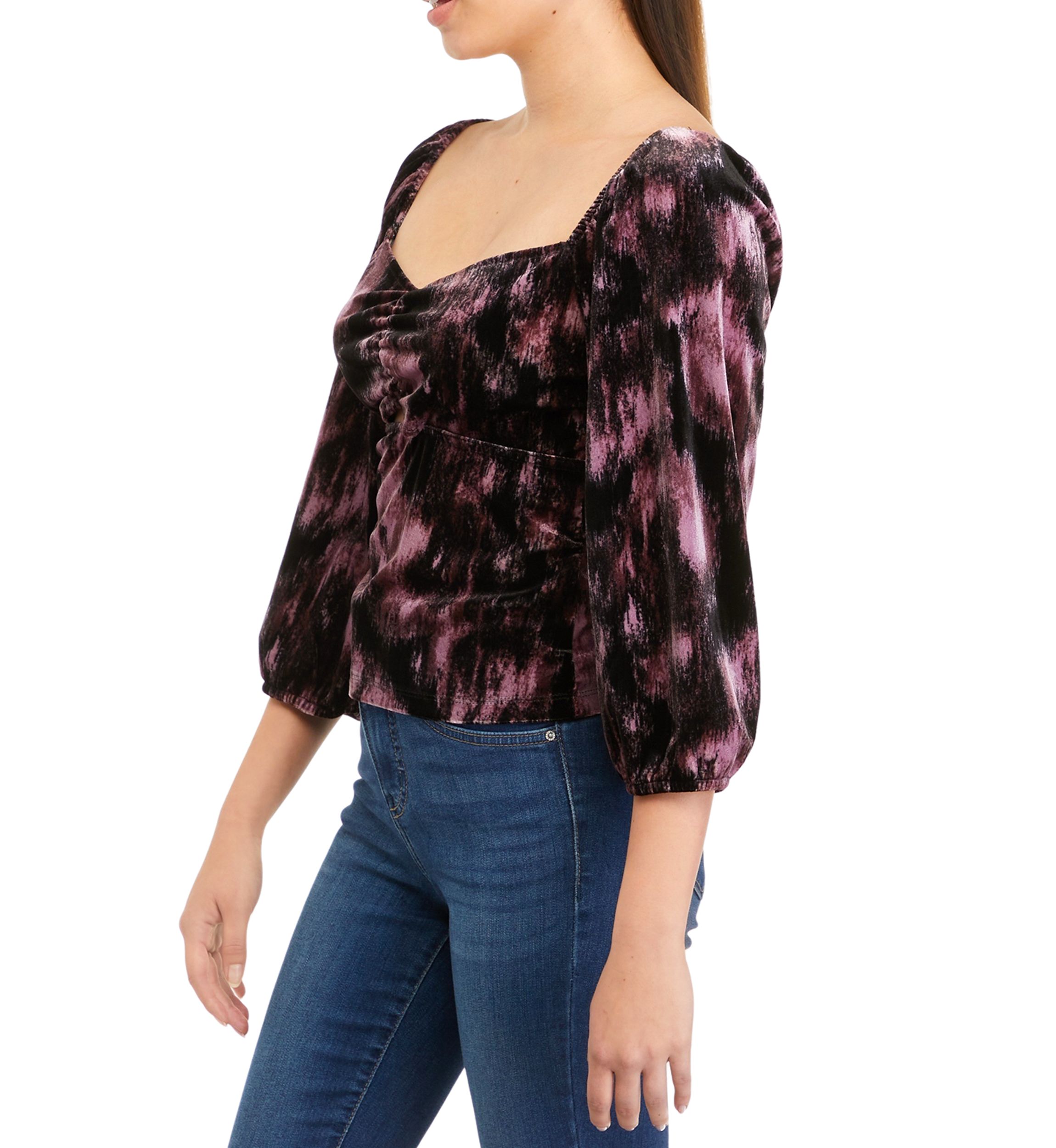 Juniors Twist Front Cutout Velvet Top