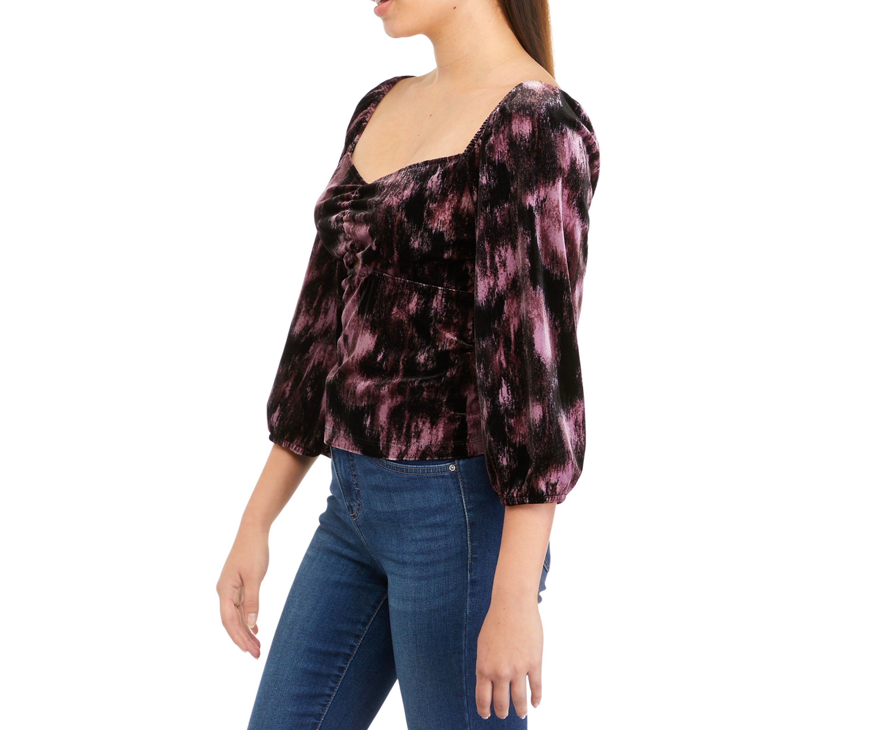 Juniors Twist Front Cutout Velvet Top