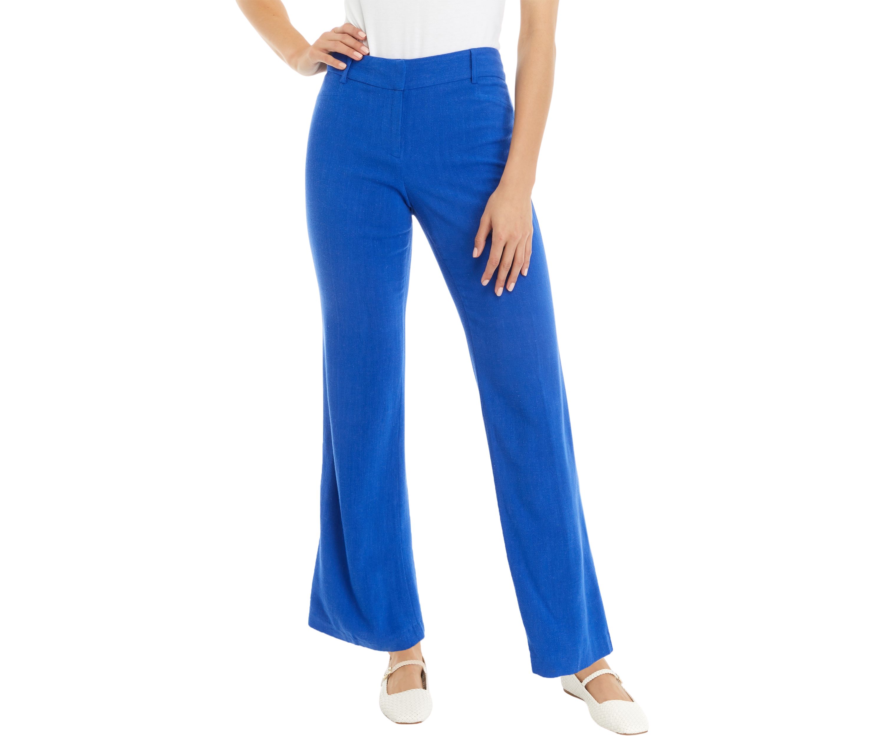 Juniors Solid Linen Bootcut Pants