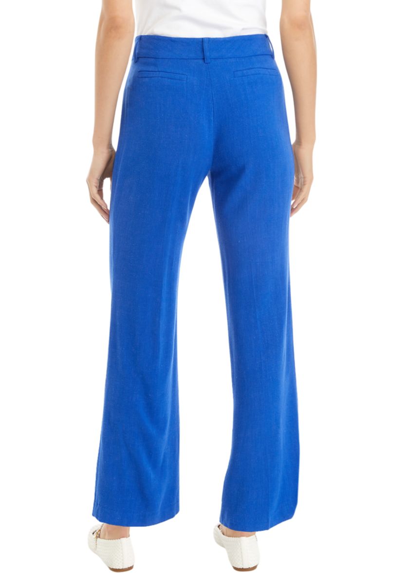 Juniors Solid Linen Bootcut Pants