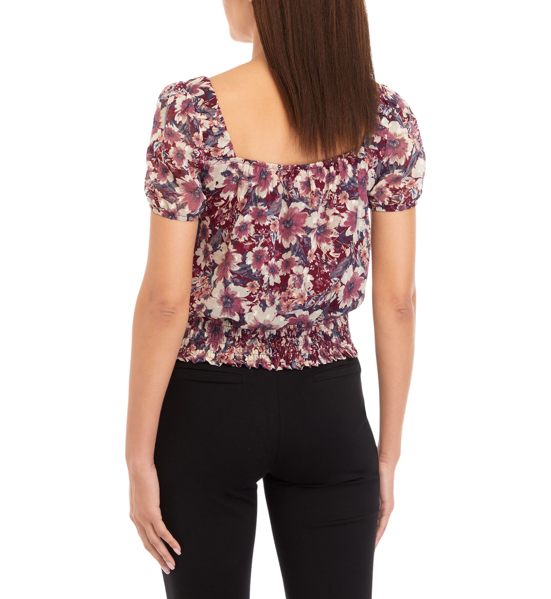 Juniors Short Sleeve Floral Top 