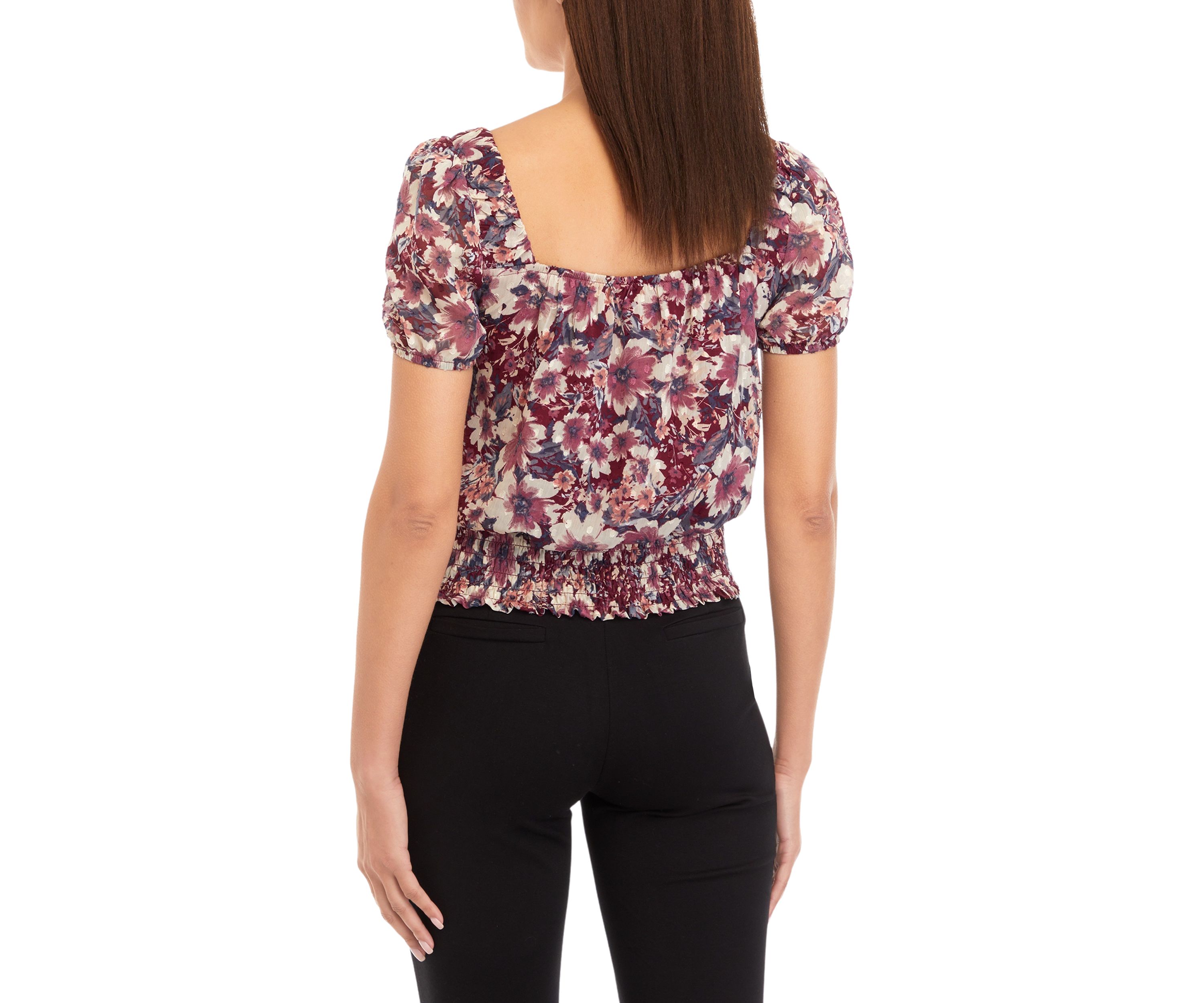 Juniors Short Sleeve Floral Top 