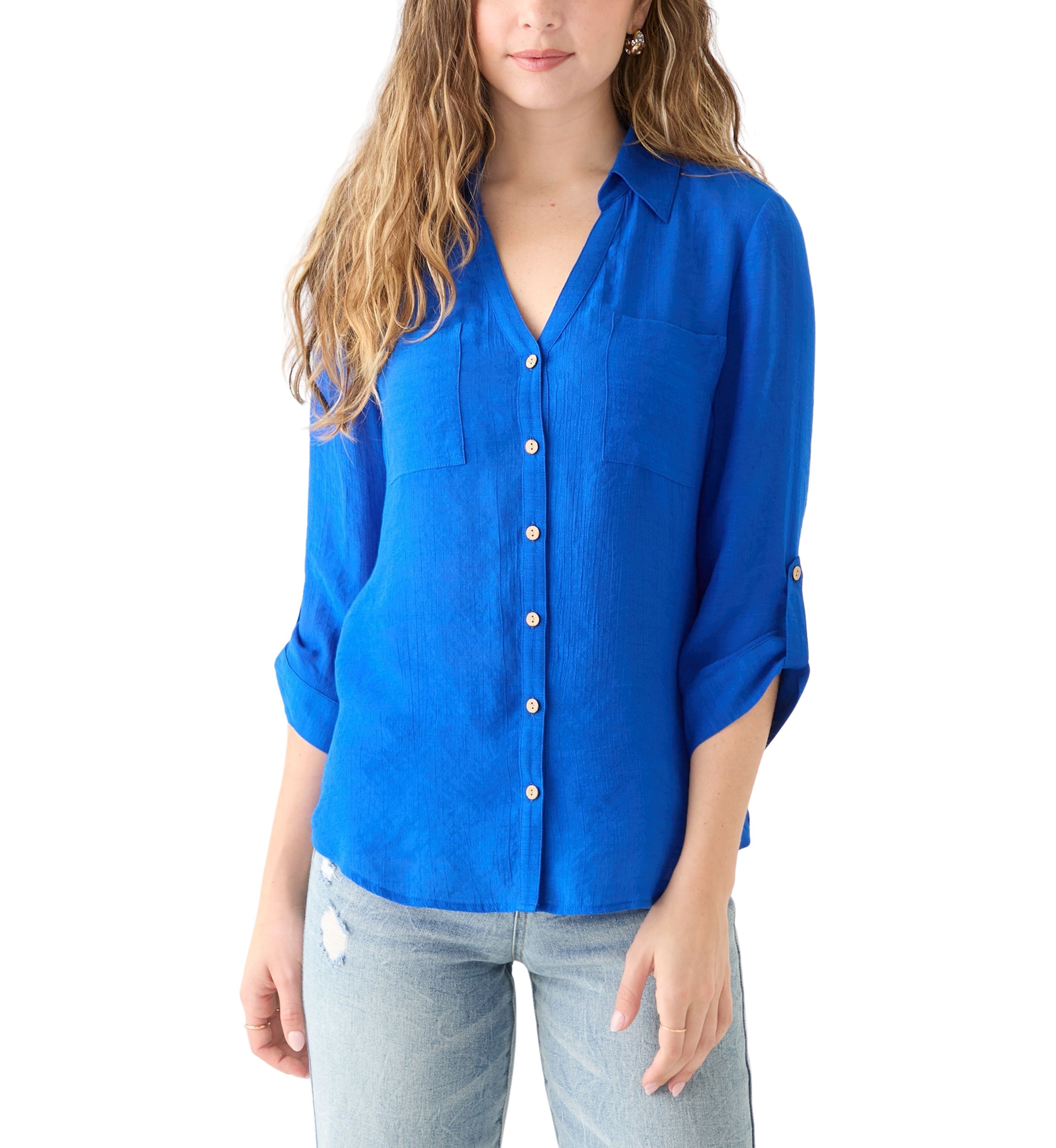 Womens 3/4 Sleeve Solid Portofino Shirt