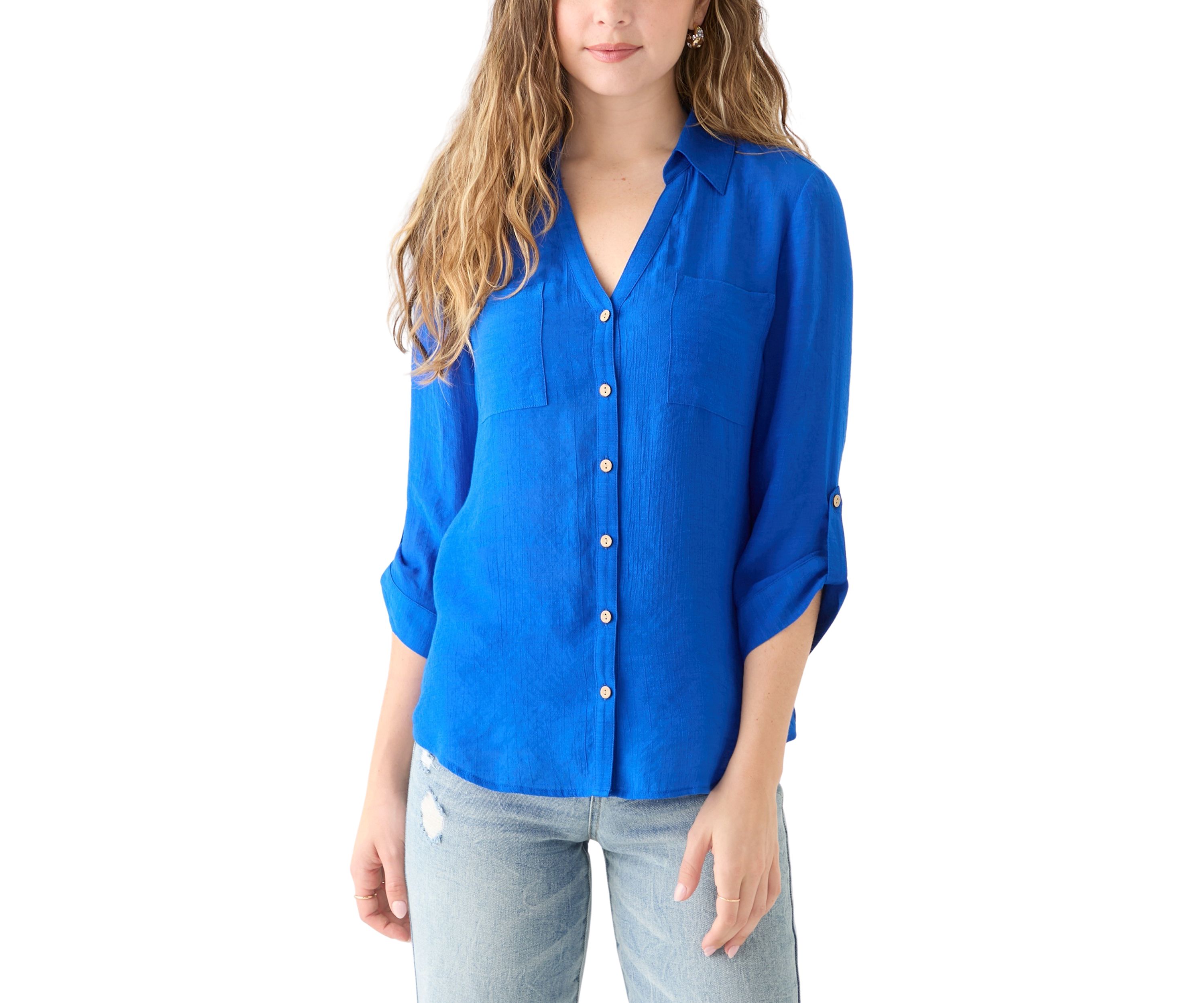 Juniors 3/4 Sleeve Solid Portofino Shirt