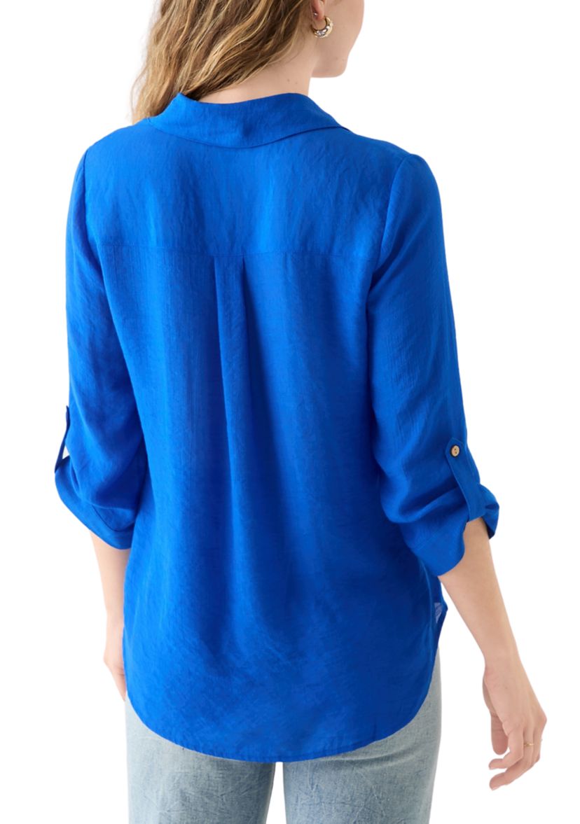 Juniors 3/4 Sleeve Solid Portofino Shirt