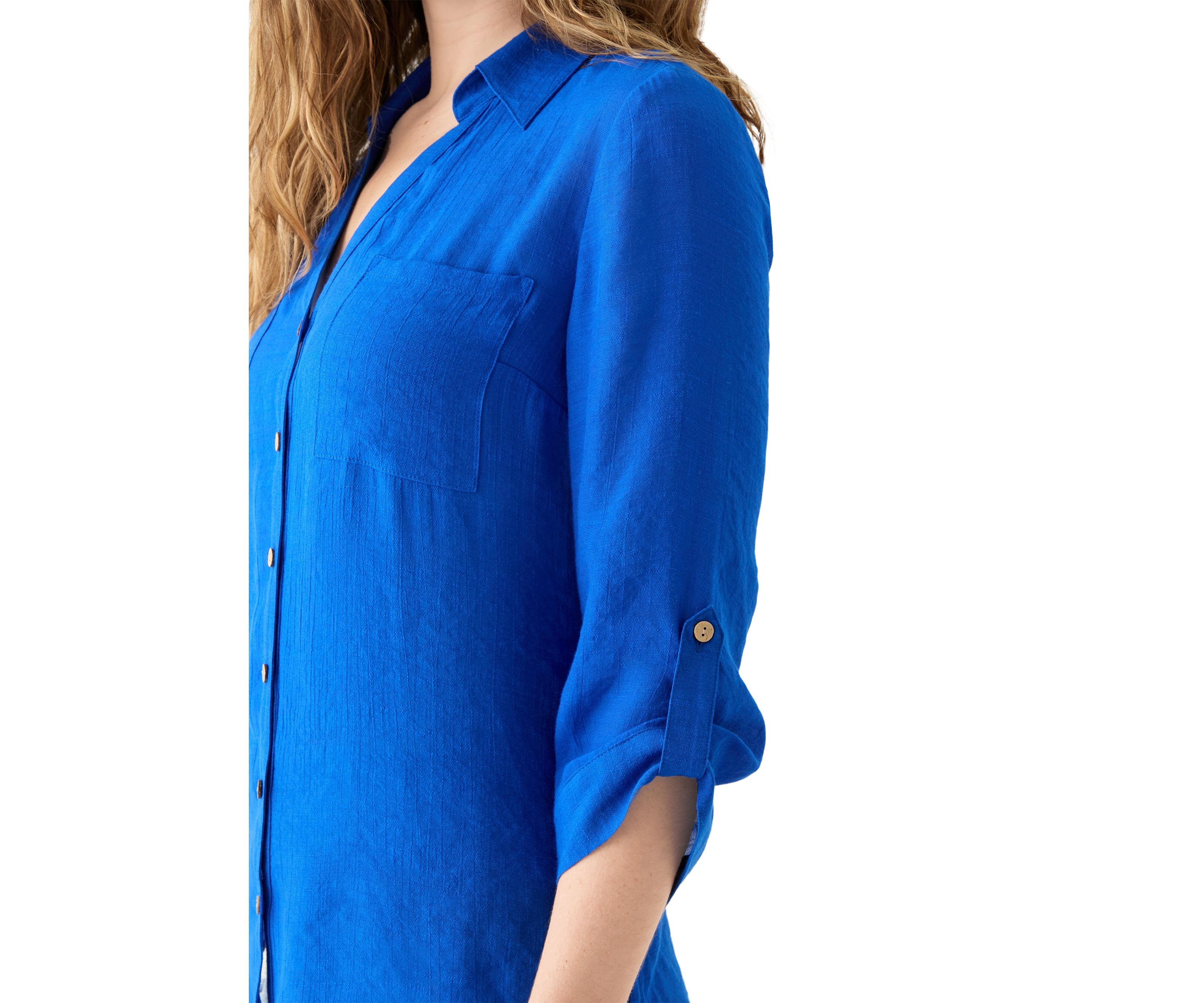 Juniors 3/4 Sleeve Solid Portofino Shirt