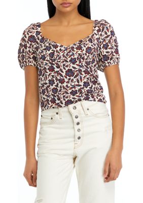 A. Byer Women's Juniors' Woven Short Sleeve Top