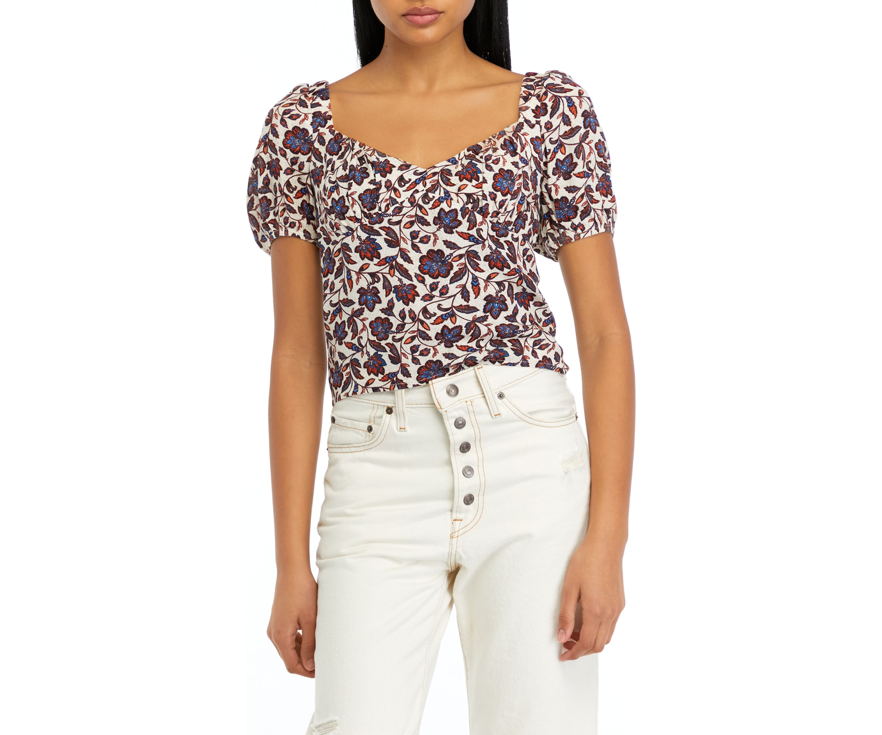 Juniors Woven Short Sleeve Top