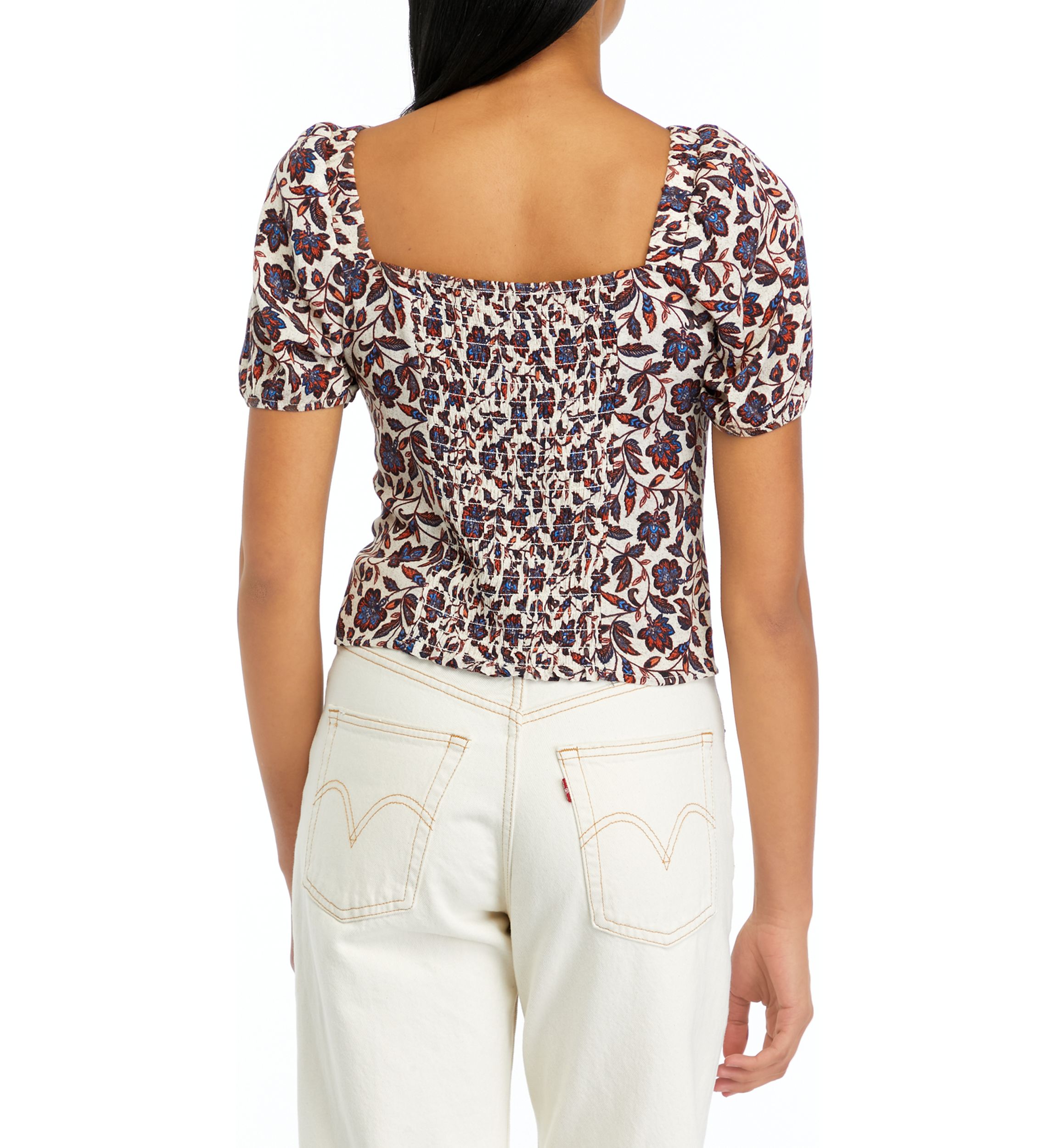 Juniors Woven Short Sleeve Top