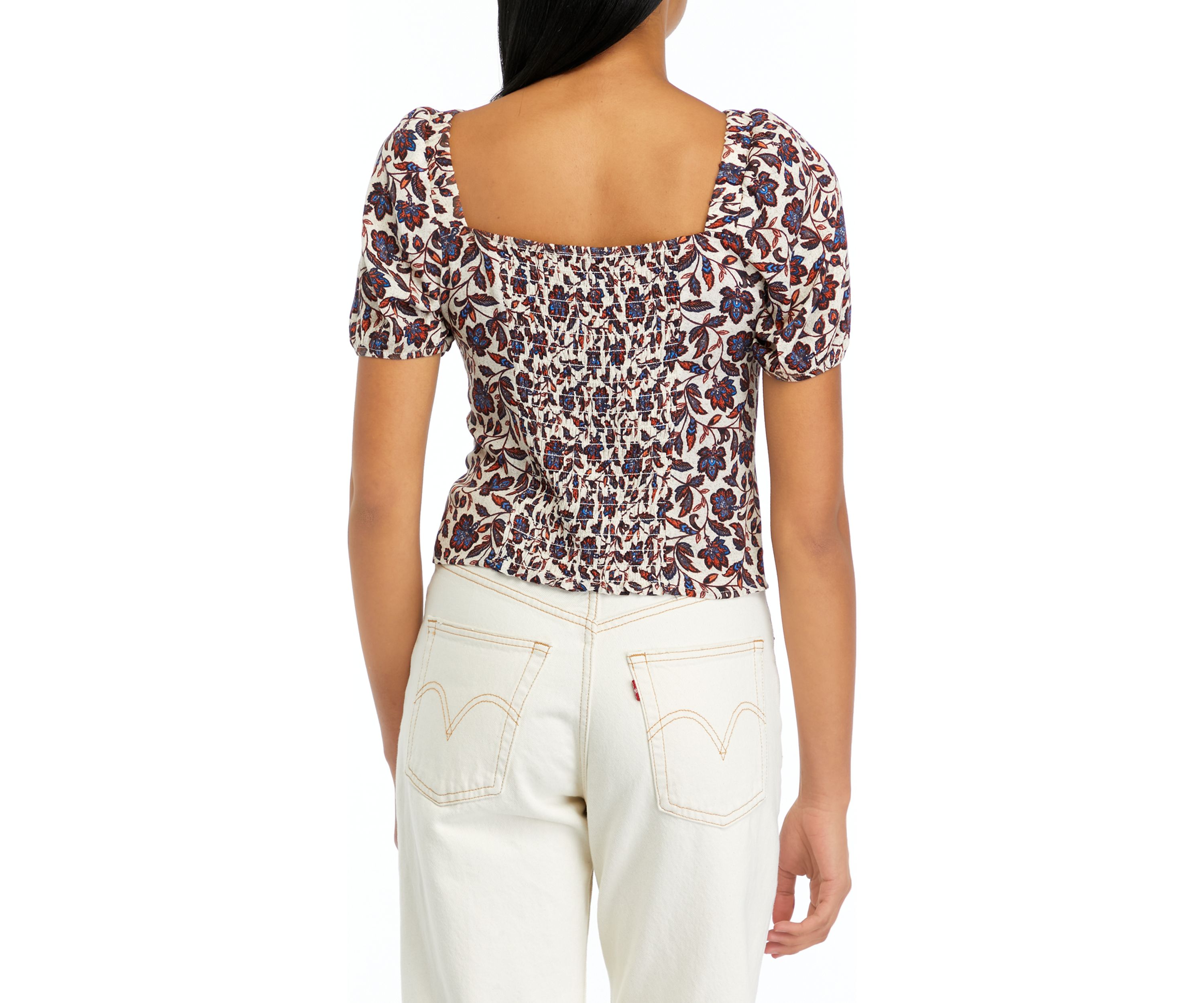 Juniors Woven Short Sleeve Top