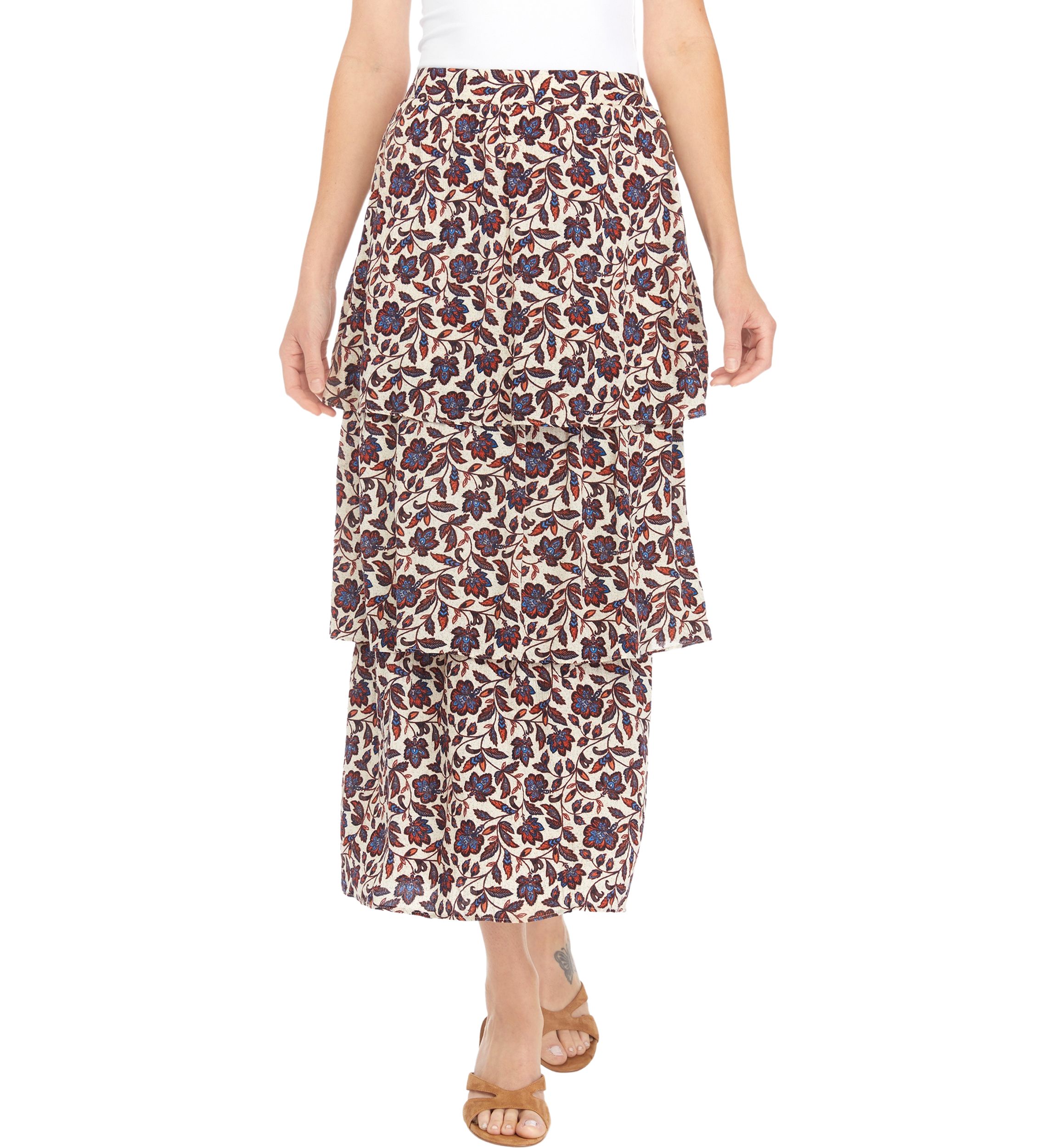 Juniors Tiered Midi Skirt 