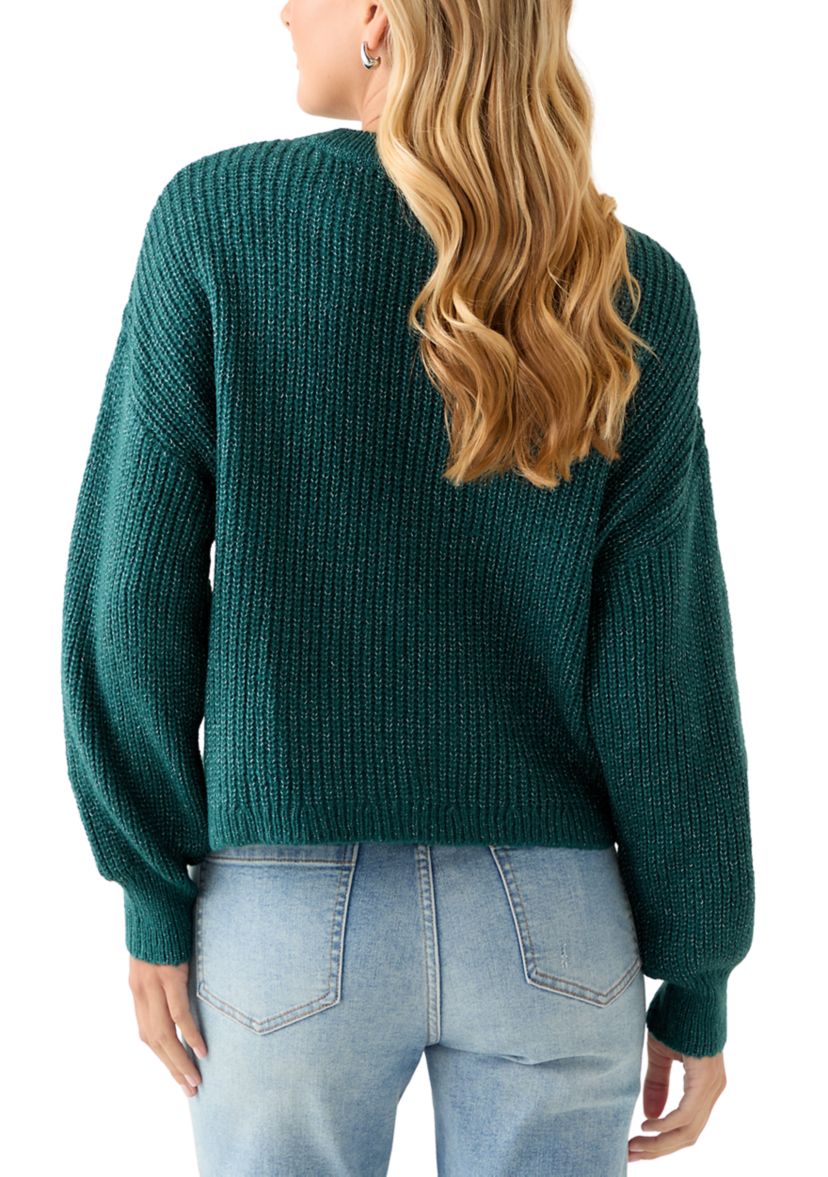 Womens Cropped Crew Neck Cable Sweater