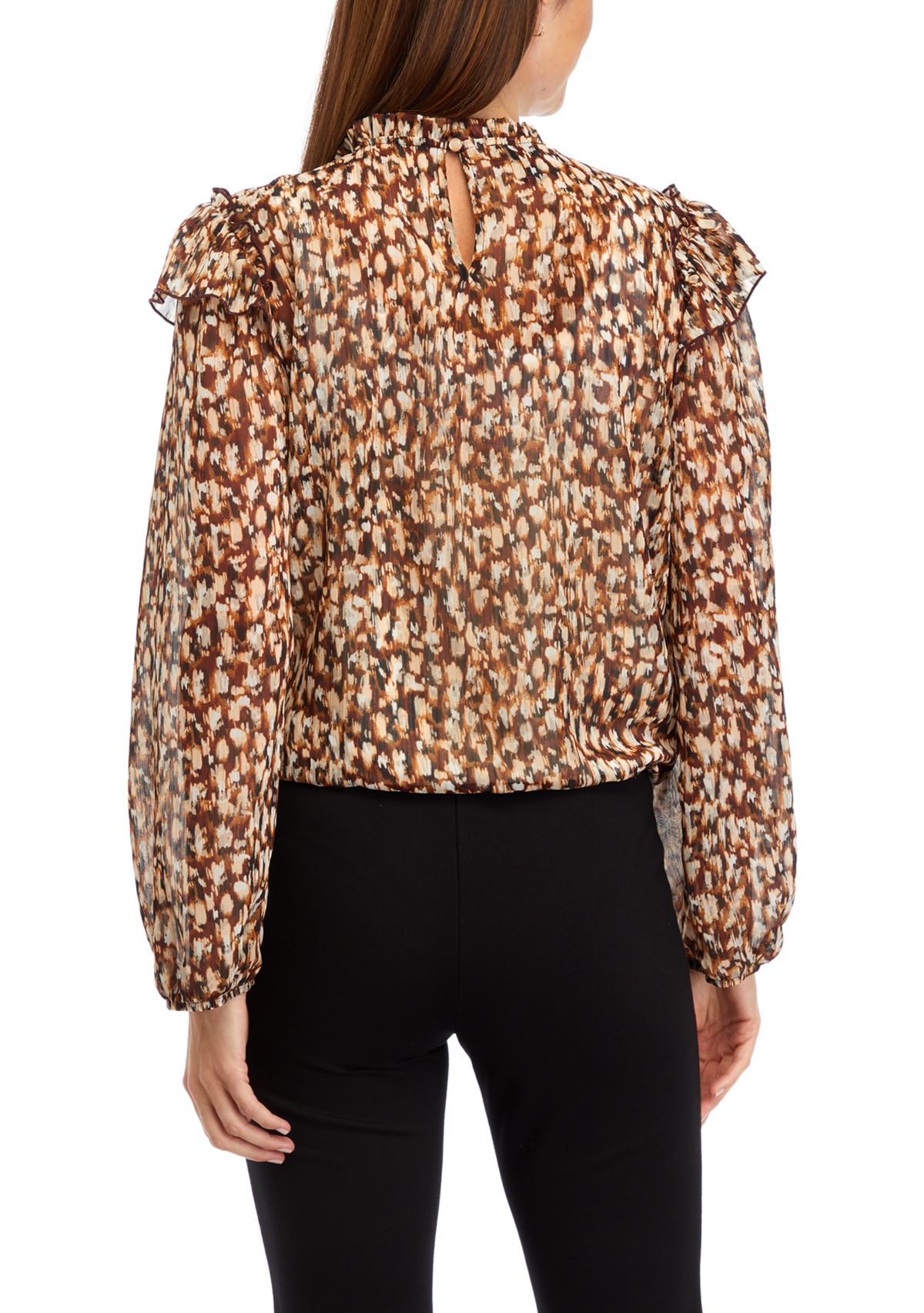 Womens High Neck Ruffle Blouse