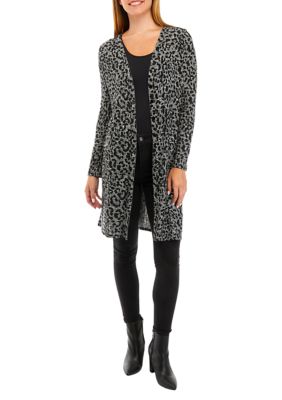 A. Byer Women's Juniors' Long Sleeve Printed Duster Cardigan, XS