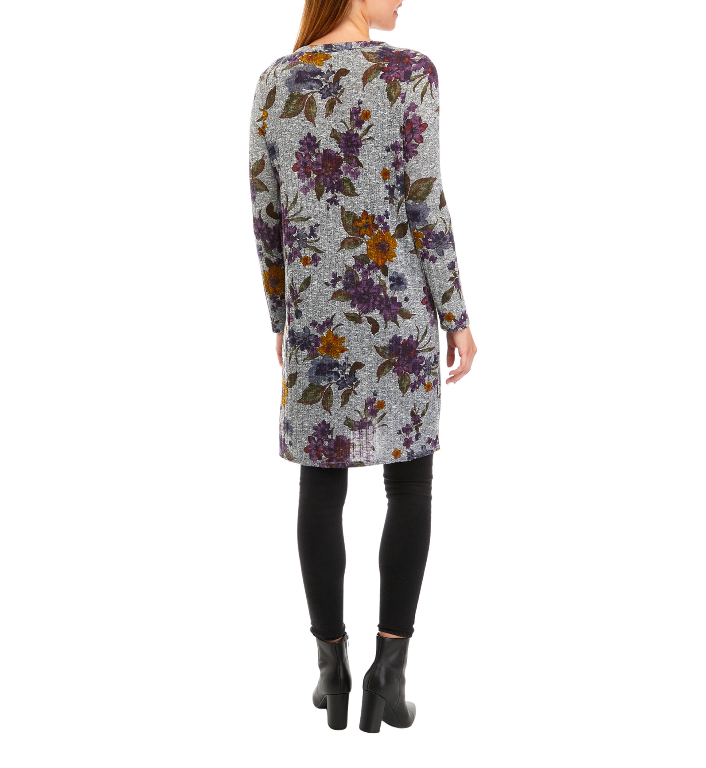 Juniors Long Sleeve Printed Duster Cardigan