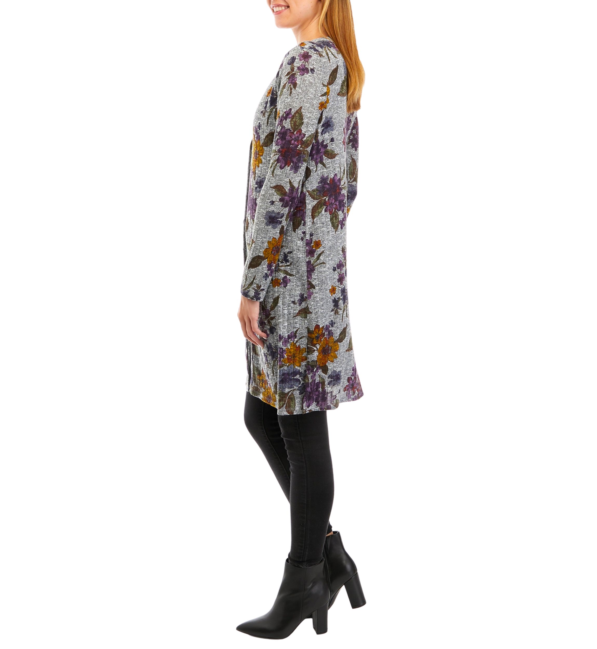 Juniors Long Sleeve Printed Duster Cardigan